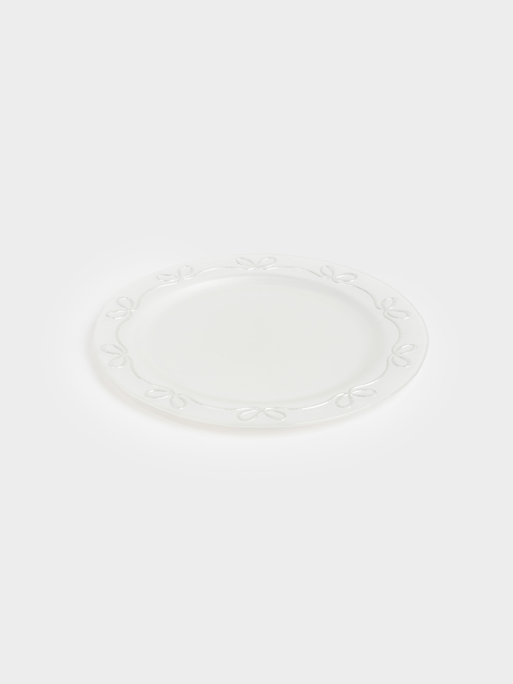 Тарелка закусочная, 21 см, стекло, белая, Банты, Bows pattern, image-4