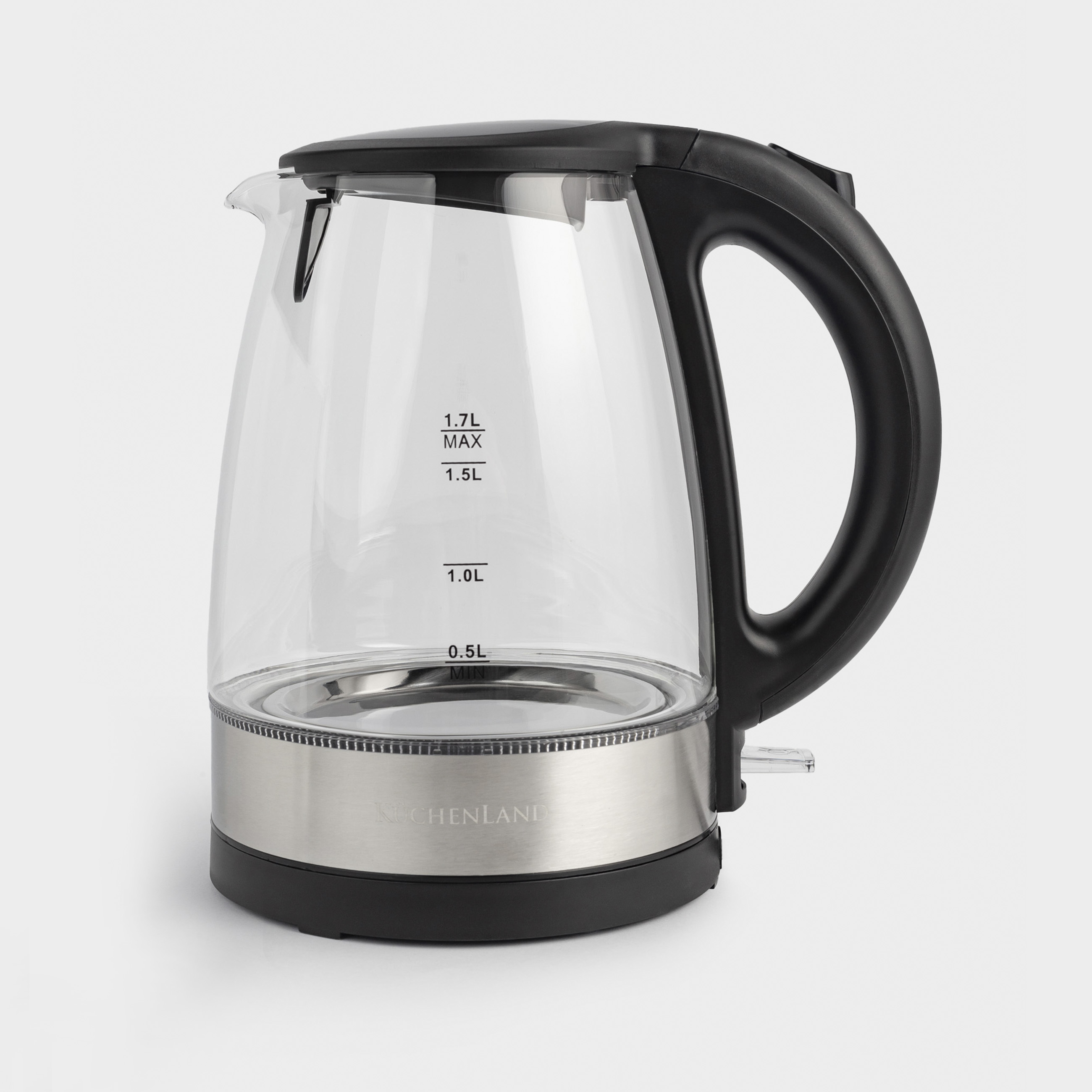 Чайник электрический 17 л 1850-2200 Вт стекло Бпластик с подсветкой черный Progress plus 4490₽