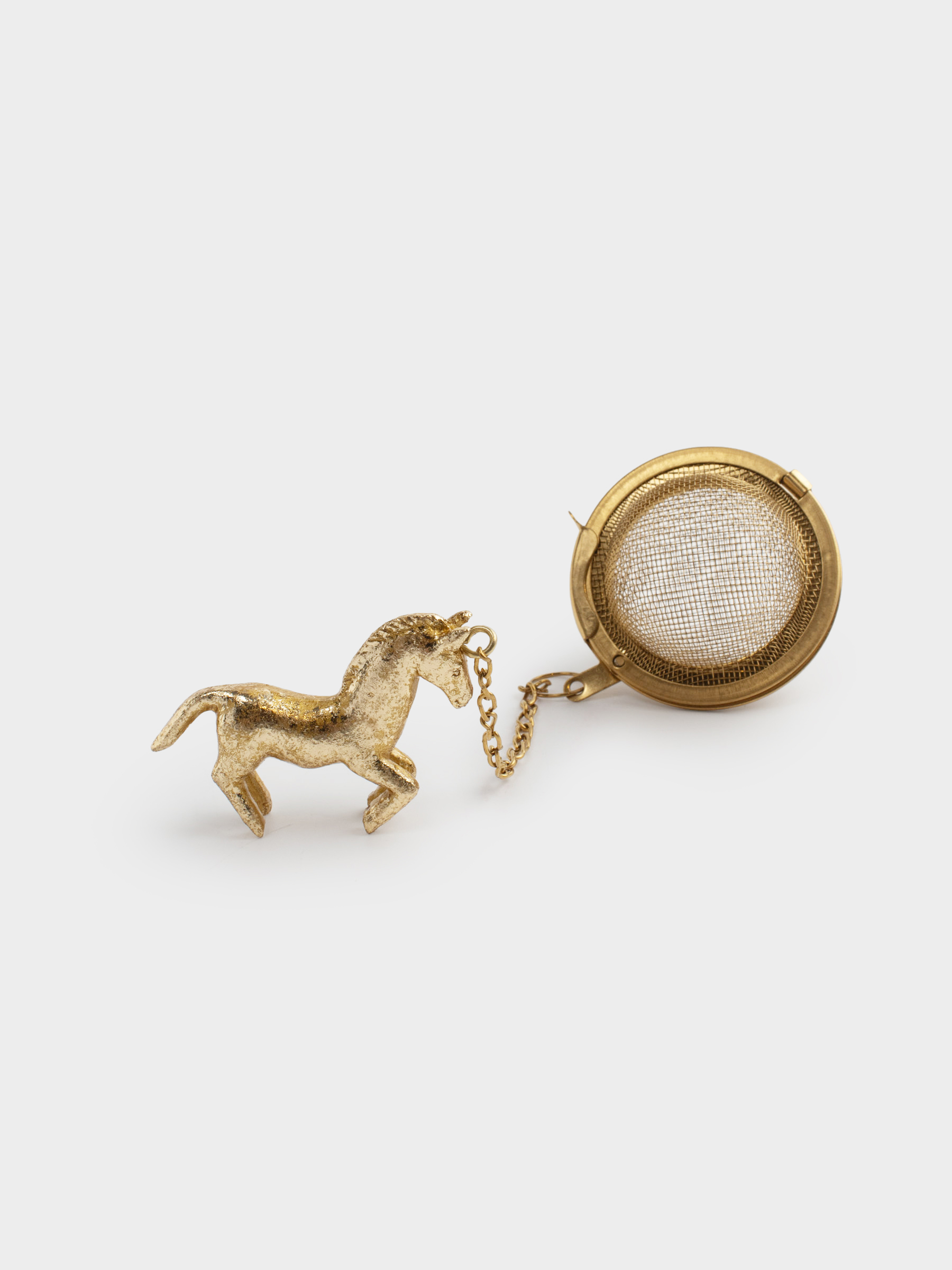 Сито для заваривания чая, 18 см, сталь/полирезин, Золотистая лошадь, Horse gold, image-0