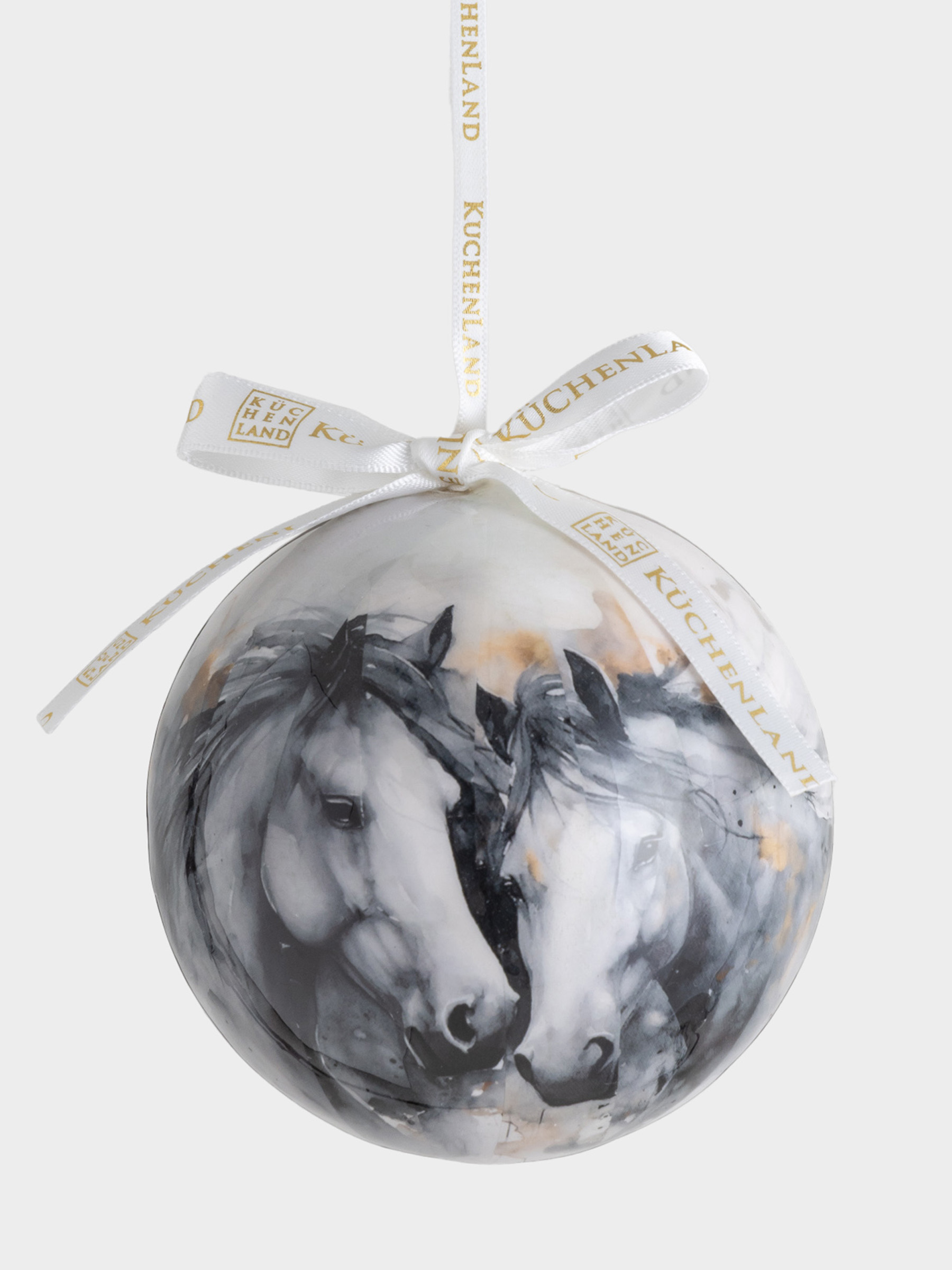 Игрушка елочная, 10 см, пенопласт, Шар, Кони, Ball print, image-0
