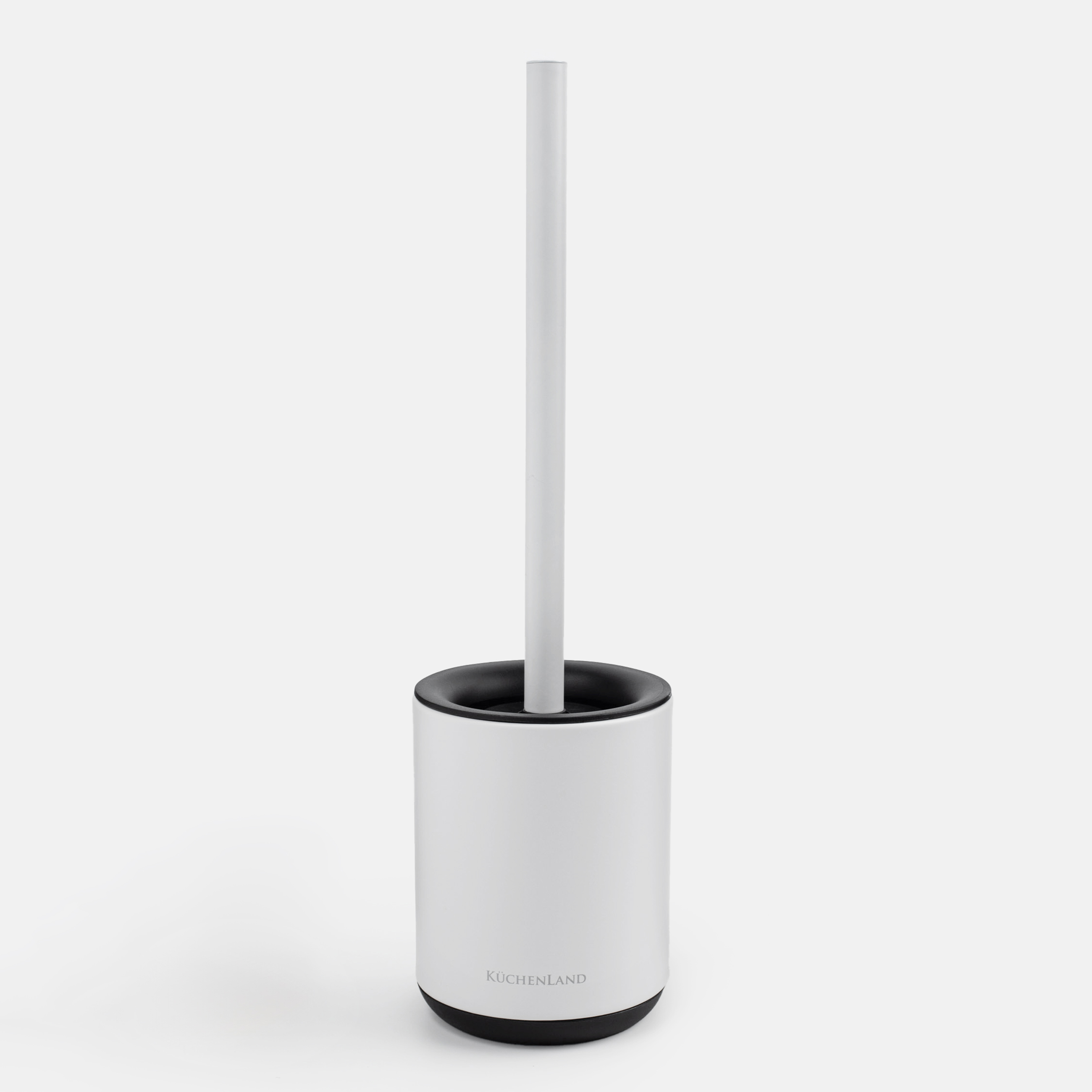 Ерш туалетный, 38 см, с подставкой, резина/металл, бело-черный, Vesta