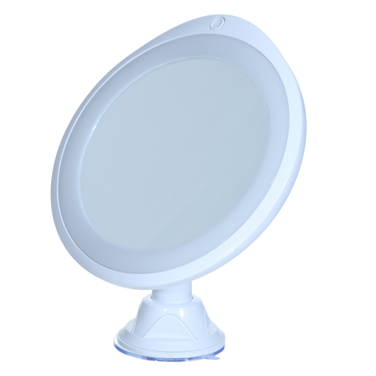 Зеркало подвесное, 13 см, увеличительное, с подсветкой, на присоске, пластик, белое