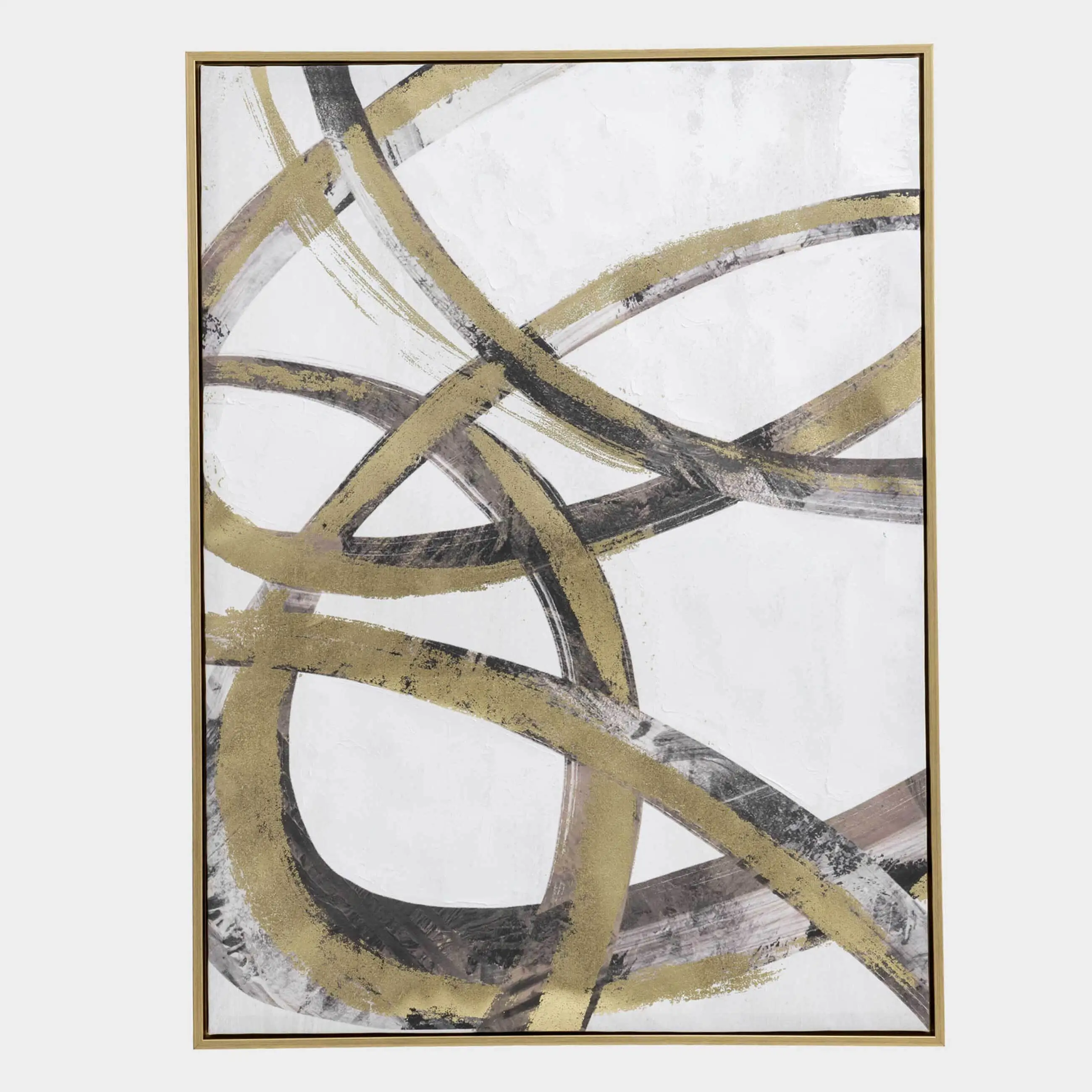 Картина в раме, 75х100 см, холст, золотисто-коричневая, Абстрактные линии, Abstract