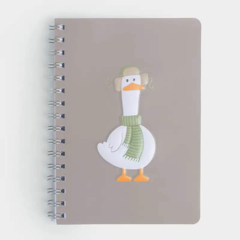 Блокнот для записей, 15х20 см, 80 л, на кольцах, ПВХ, Гусь в шарфе, Goose