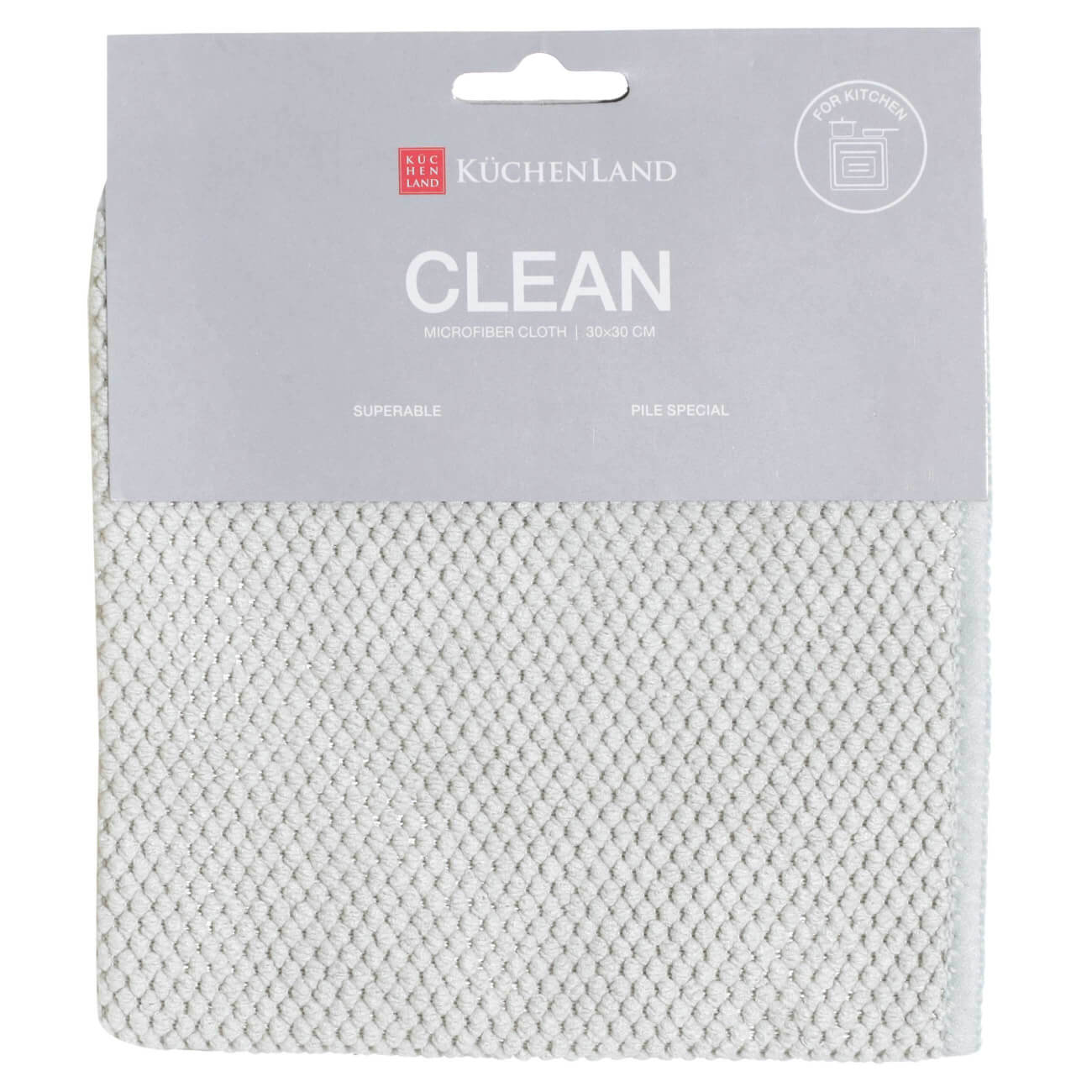 

Тряпка для кухни, 30х30 см, микрофибра, серая, Ромбы, Clean
