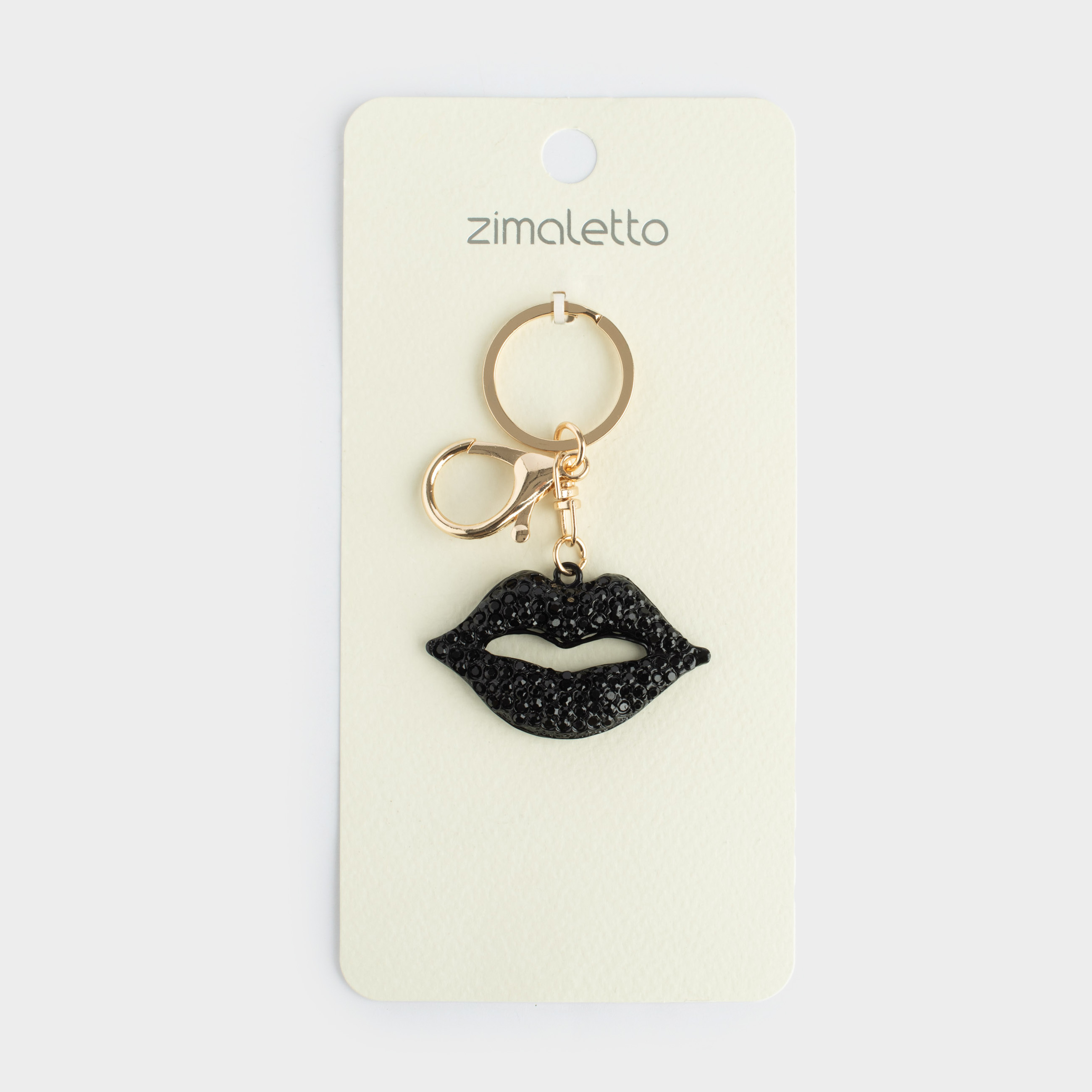 Брелок, 9 см, металл/стразы, черный, Губы, Keychain crystal, image-3