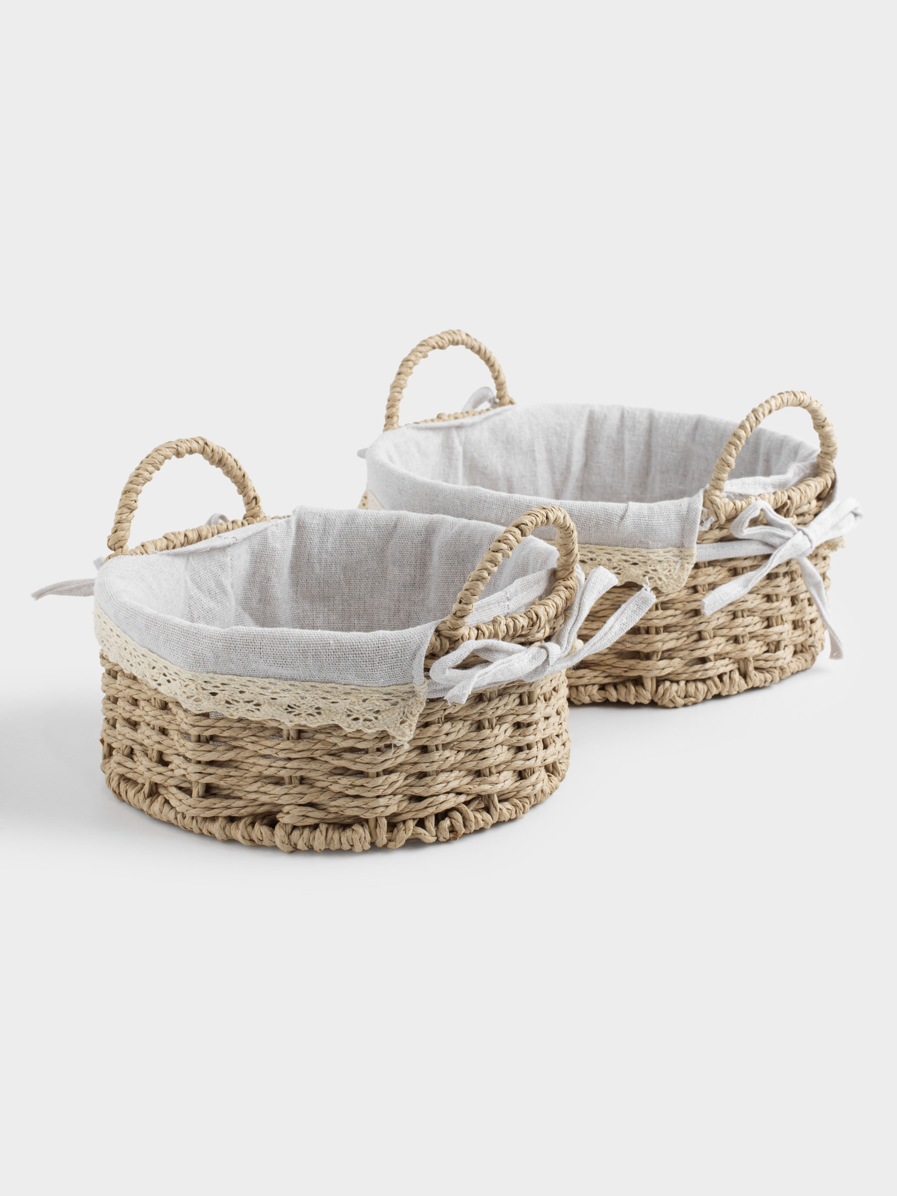 Набор корзин для хранения, 2 шт, целлюлоза/хлопок, круглая, Braided, image-3