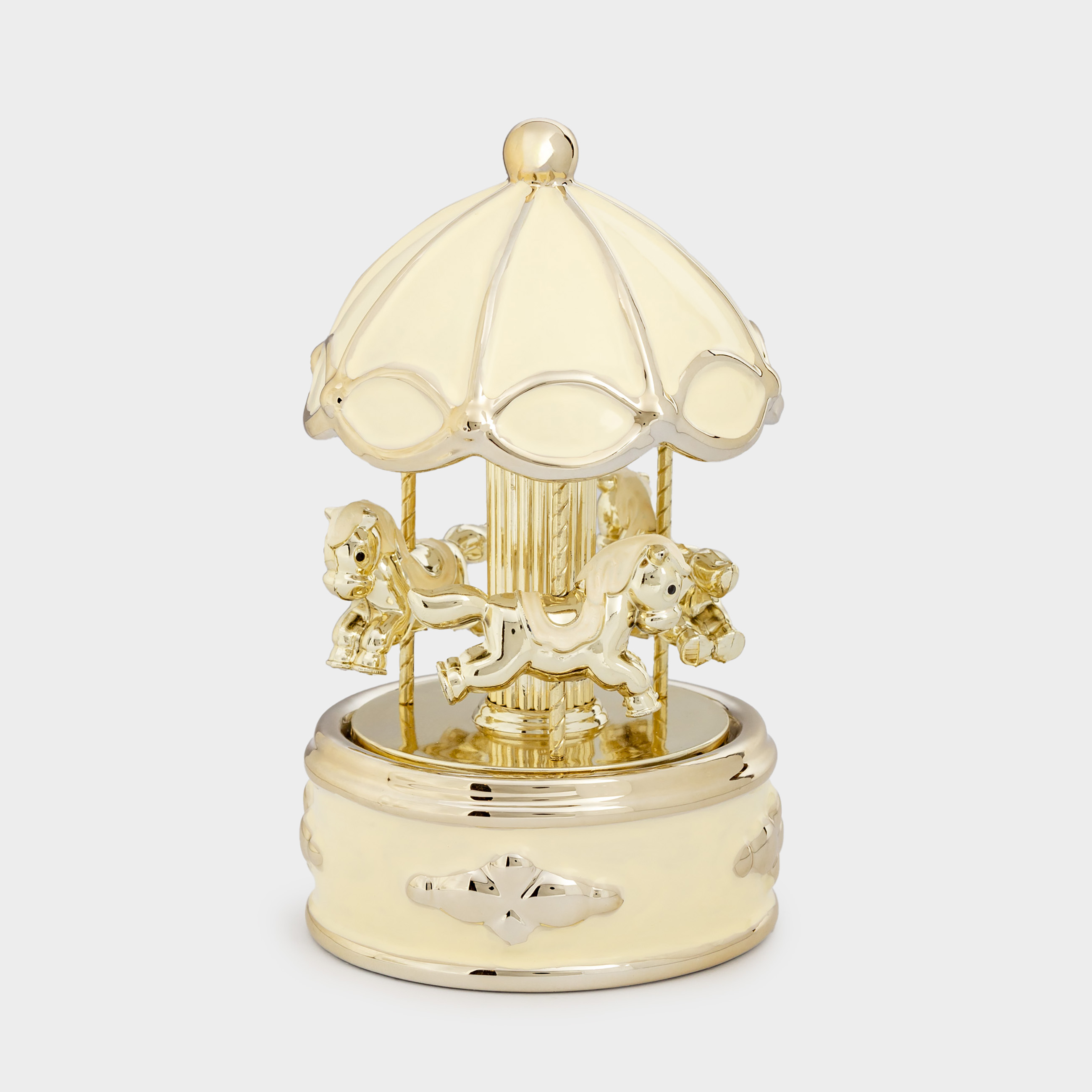 Статуэтка музыкальная 16 см с подсветкой керамика бело-золотистая Карусель Golden style 4490₽