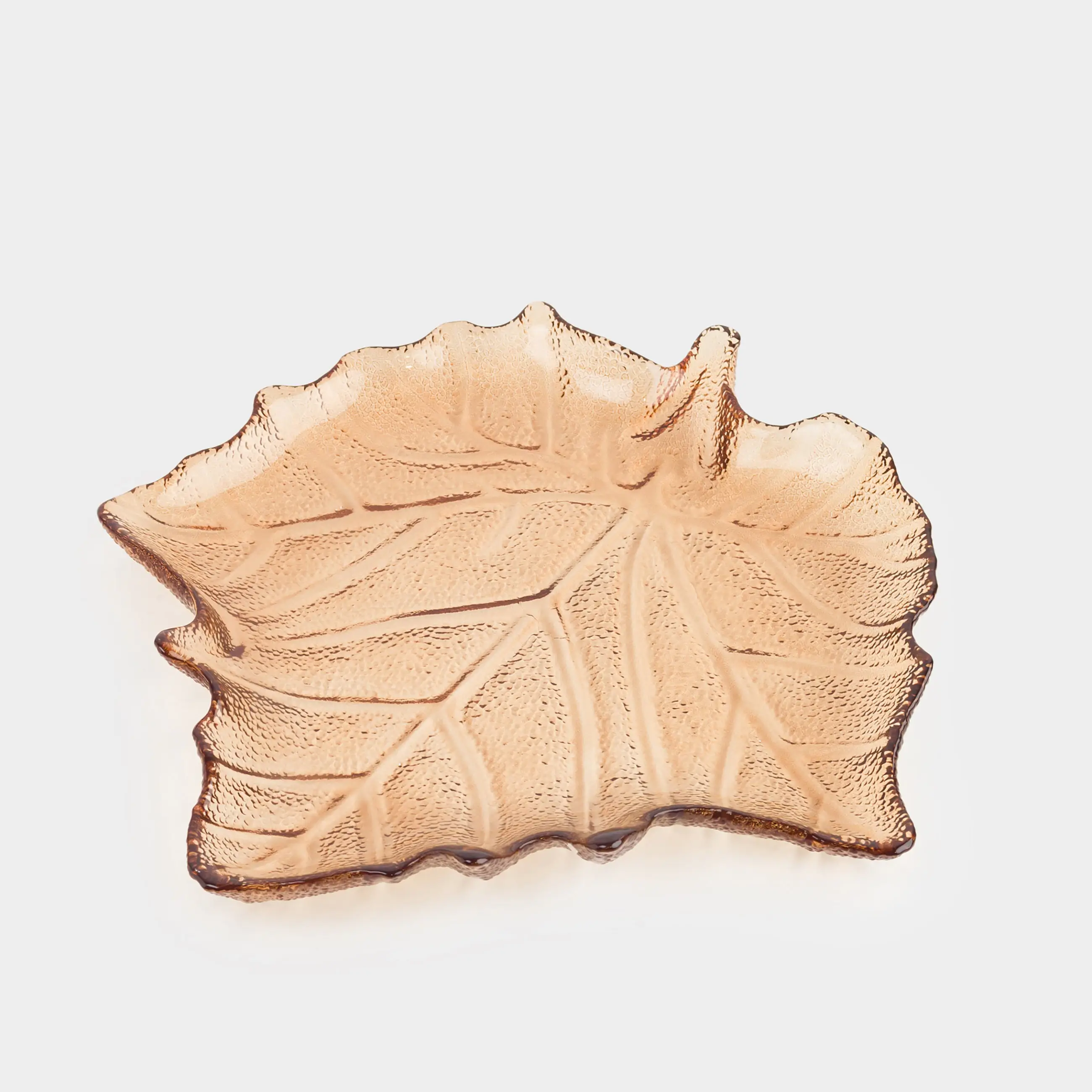 Блюдо, 25x24х4см, стекло, коричневое, Кленовый лист, Leaves