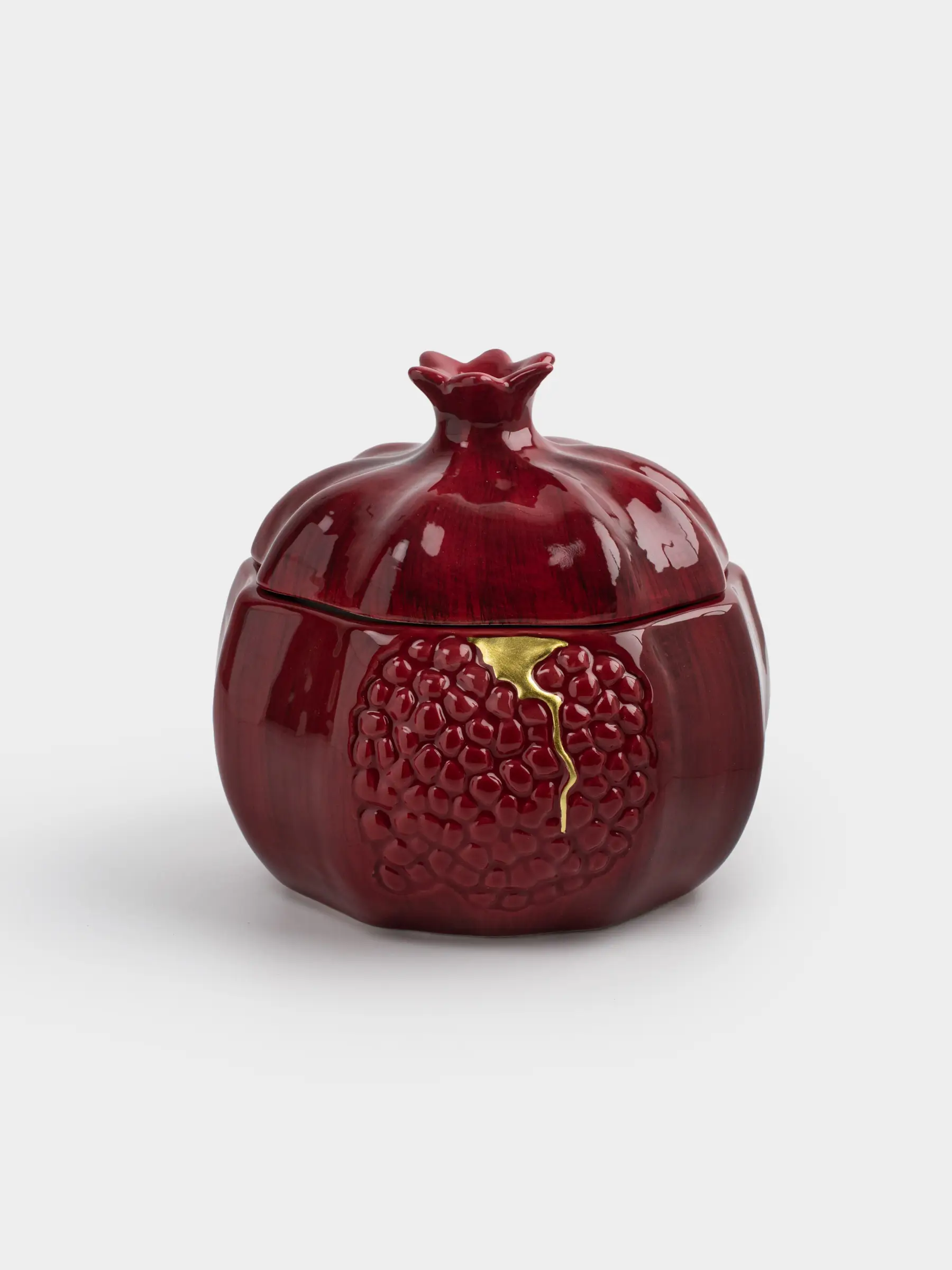 Емкость для хранения, 16х14 см, 950 мл, керамика, бордово-золотистая, Гранат, Pomegranate