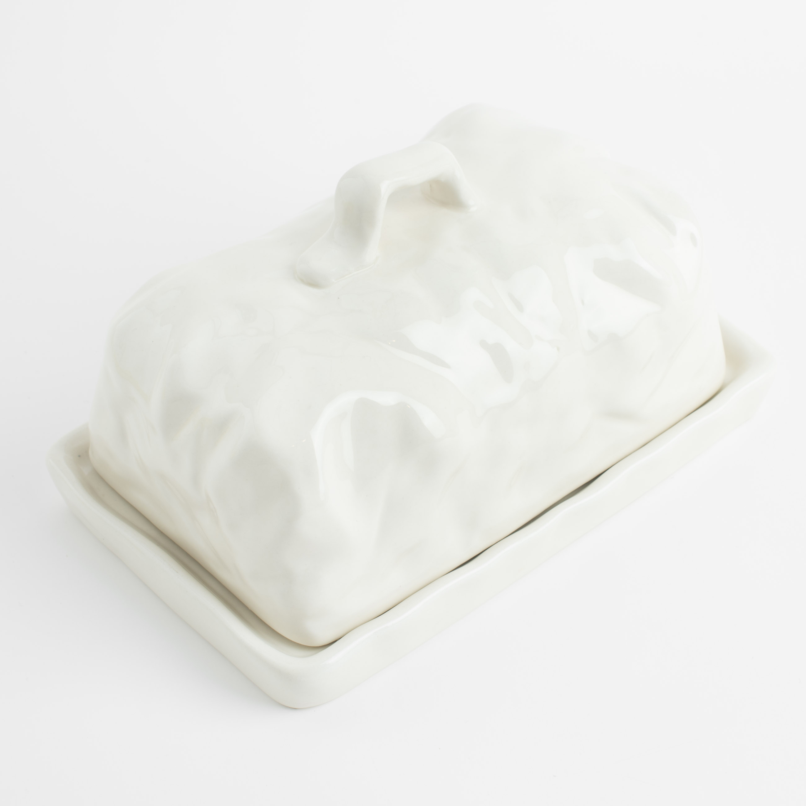 Масленка, 18 см, керамика, прямоугольная, молочная, Мятый эффект, Crumple изображение № 4