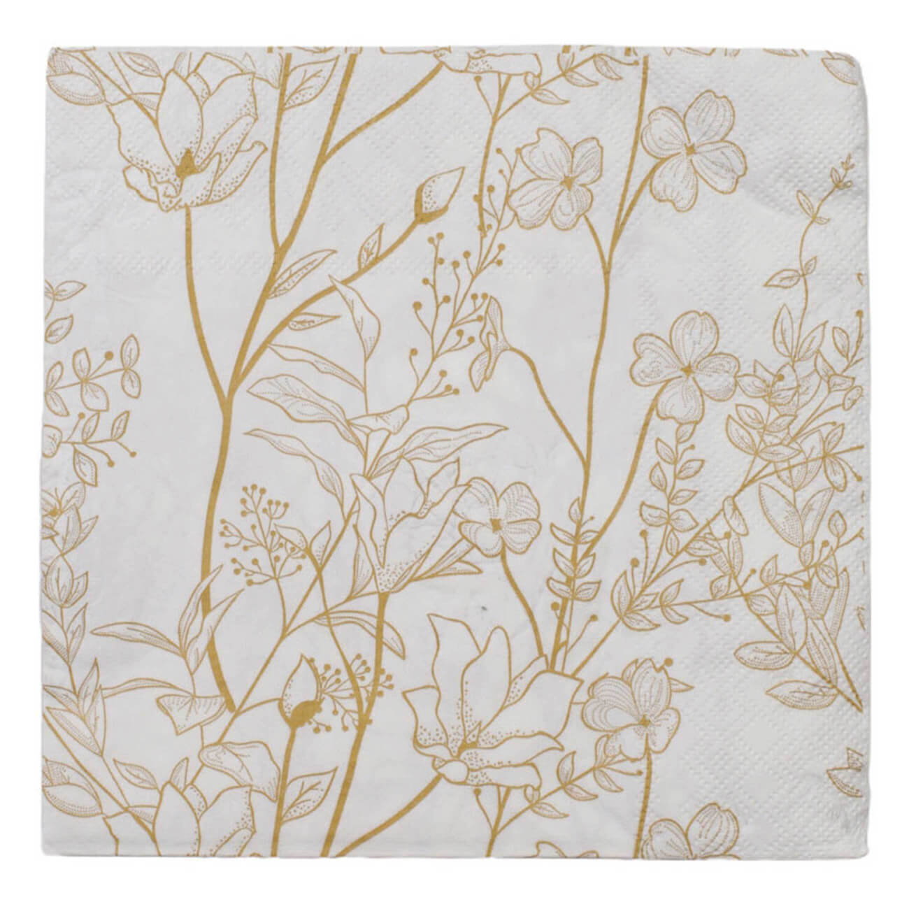 Салфетки бумажные, 33х33 см, 20 шт, белые, Золотые цветы, Flower garden изображение № 1