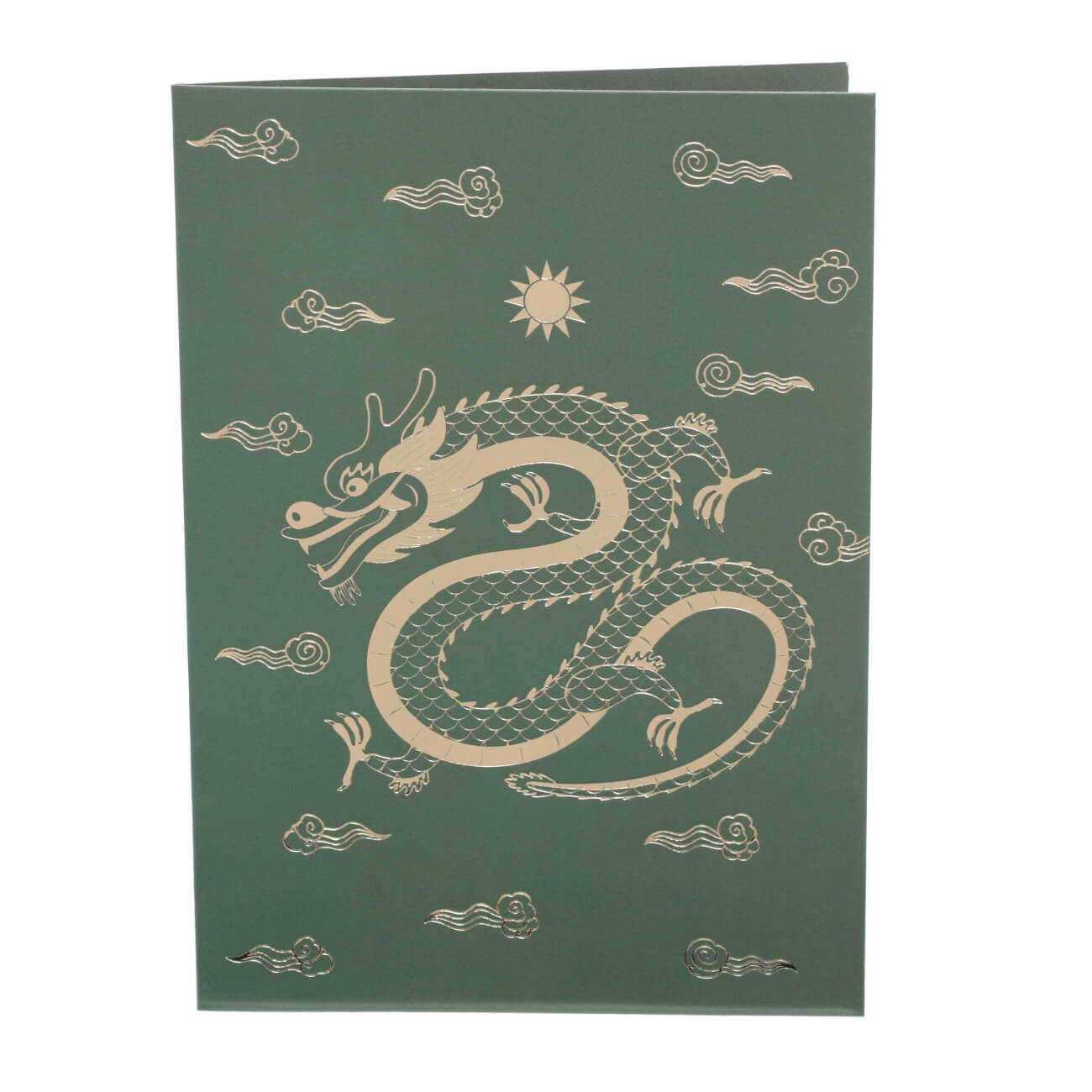 

Открытка подарочная, 12х17 см, бумага, зеленая, Золотистый дракон, Dragon dayron