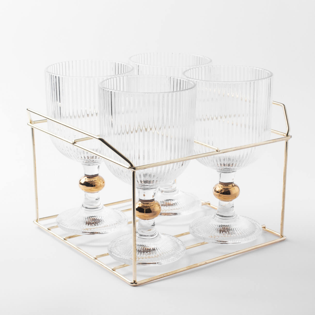 Бокал-кубок для вина, 360 мл, 4 шт, на подставке, стекло Р/металл, Argos gold-t superdesign бабочки миска для животных на меламиновой подставке с рисунком металл