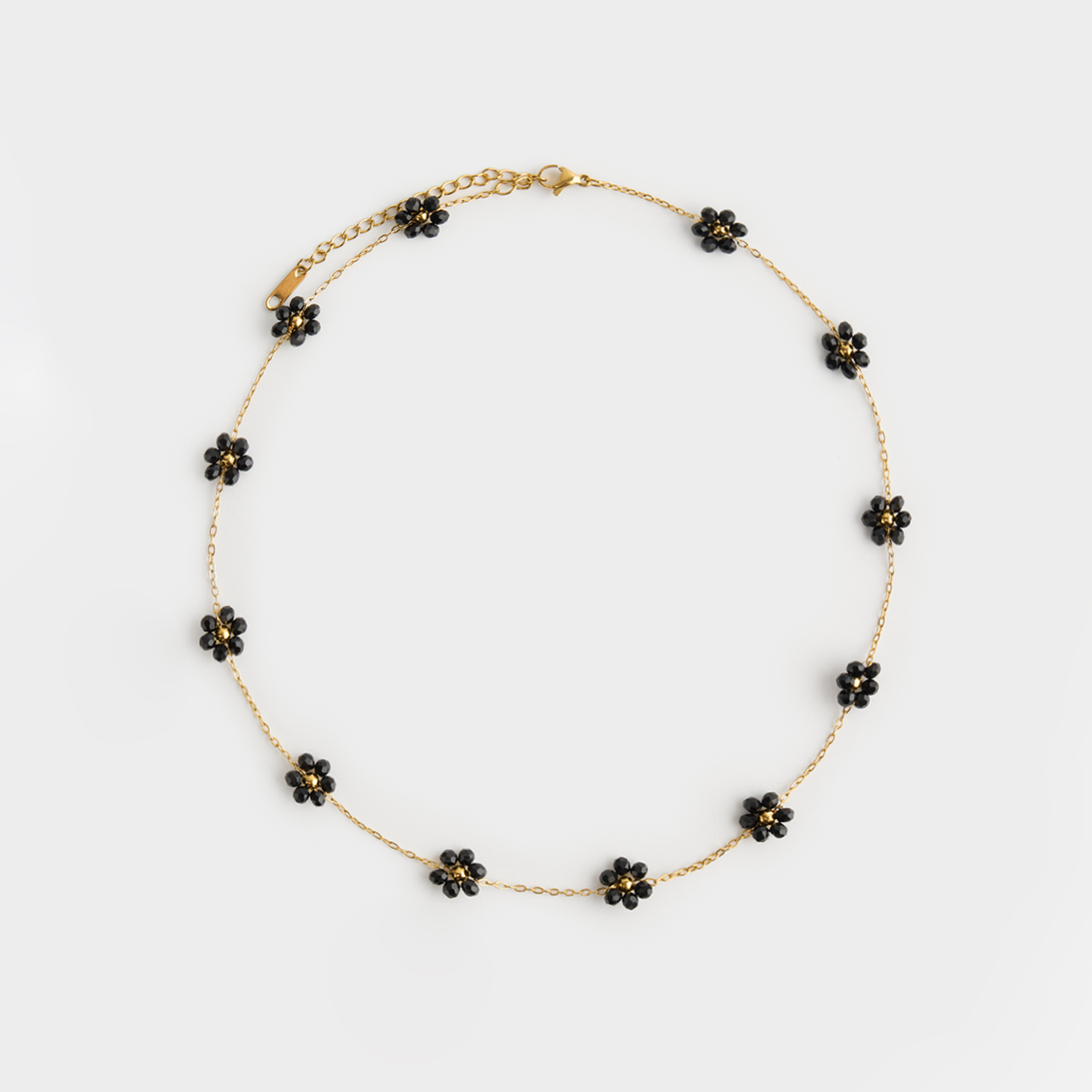 Цепочка, 45 см, металл/стекло, золотистая, Цветы, Jewelry flower