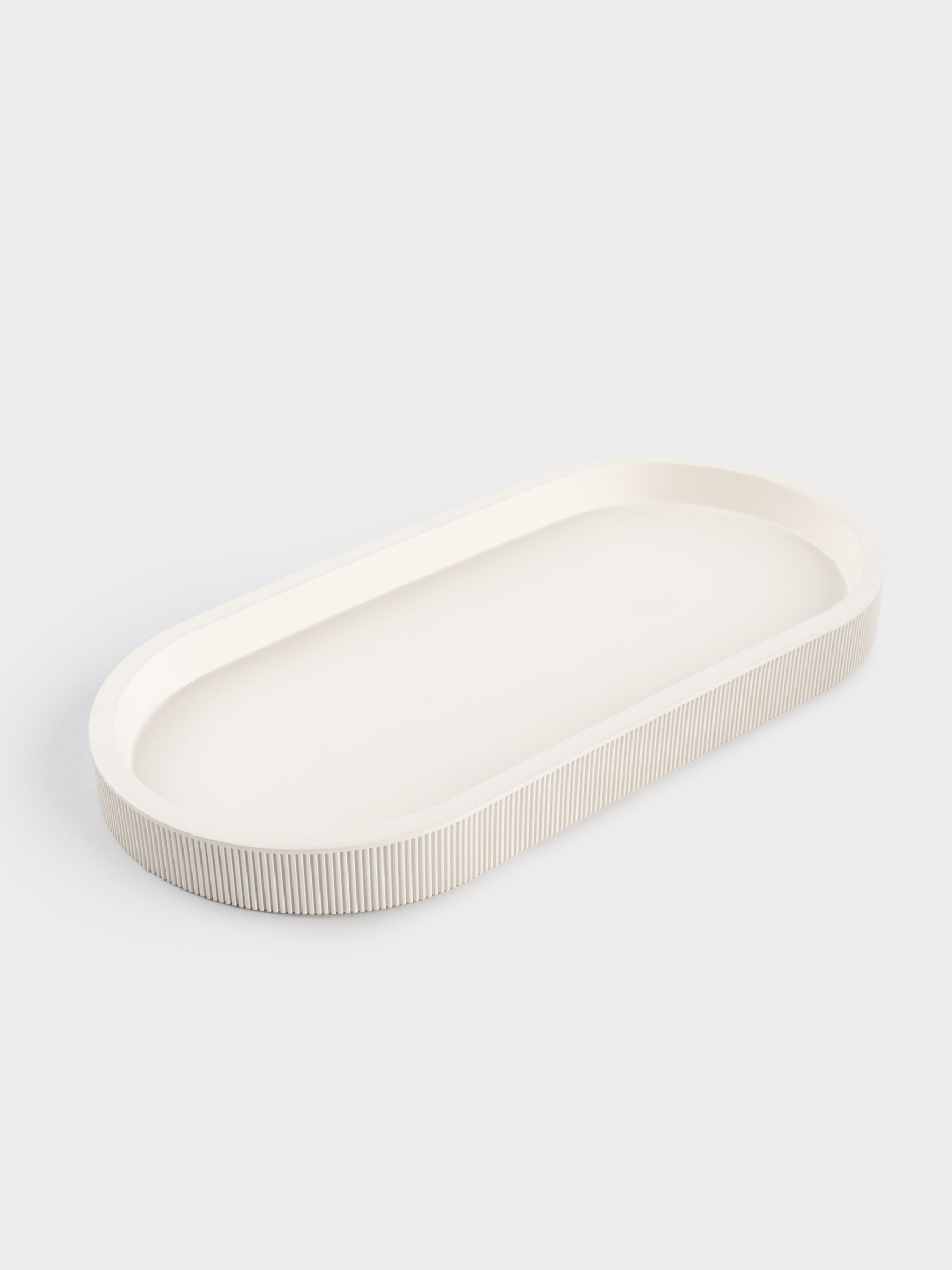 Поднос для ванной, 27х13 см, полирезин, молочный, White stripes, image-0