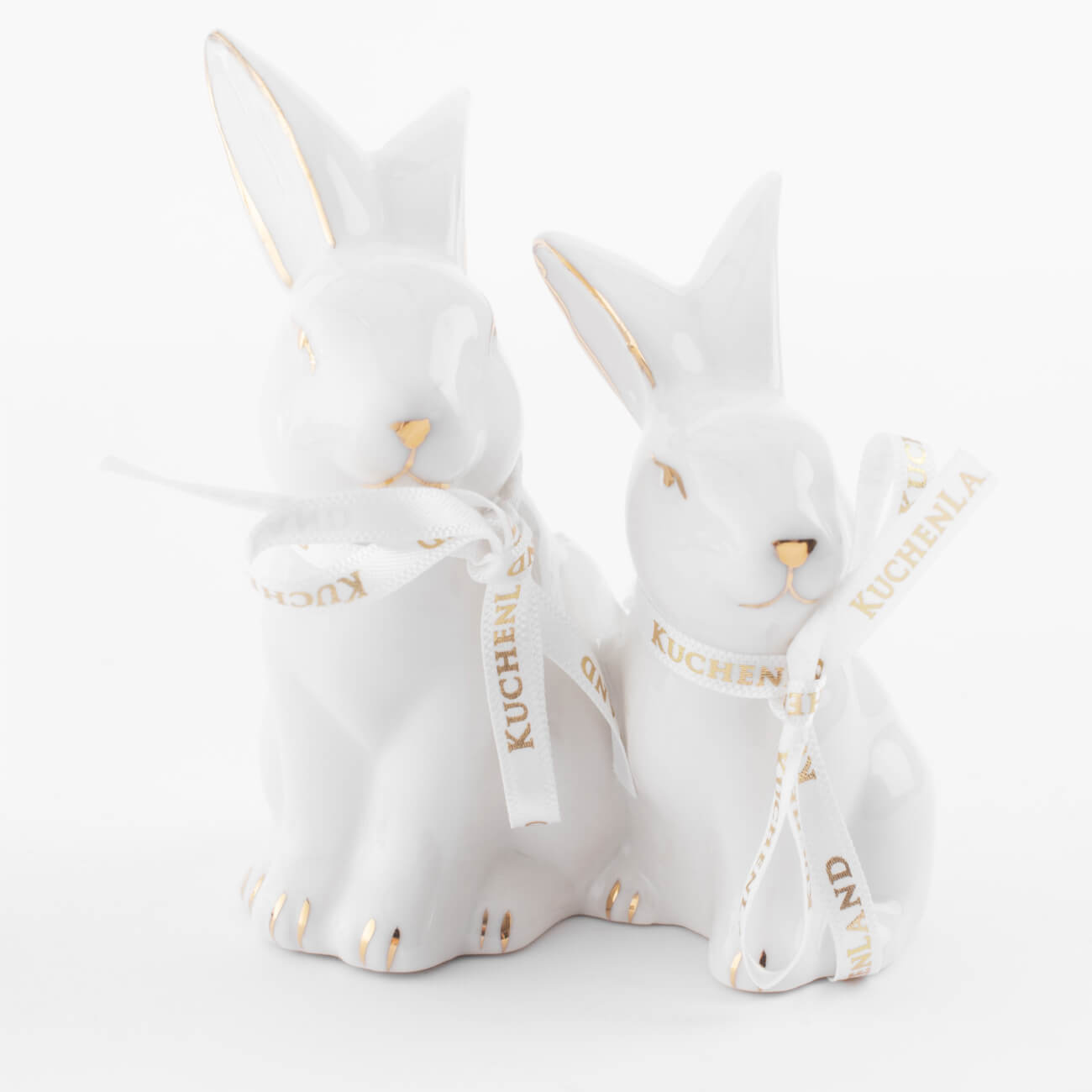 Статуэтка, 9 см, фарфор P, бело-золотистая, Кролики, Easter gold шпажка для канапе 9 см 20 шт бамбук золотистая сереристая кролики elegant details