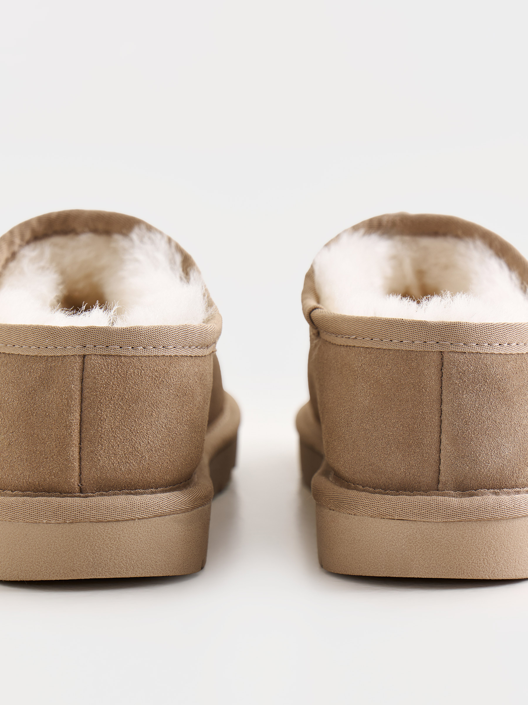 Угги женские, р. 37, с открытой пяткой, замша/шерсть, бежевые, Suede, image-4