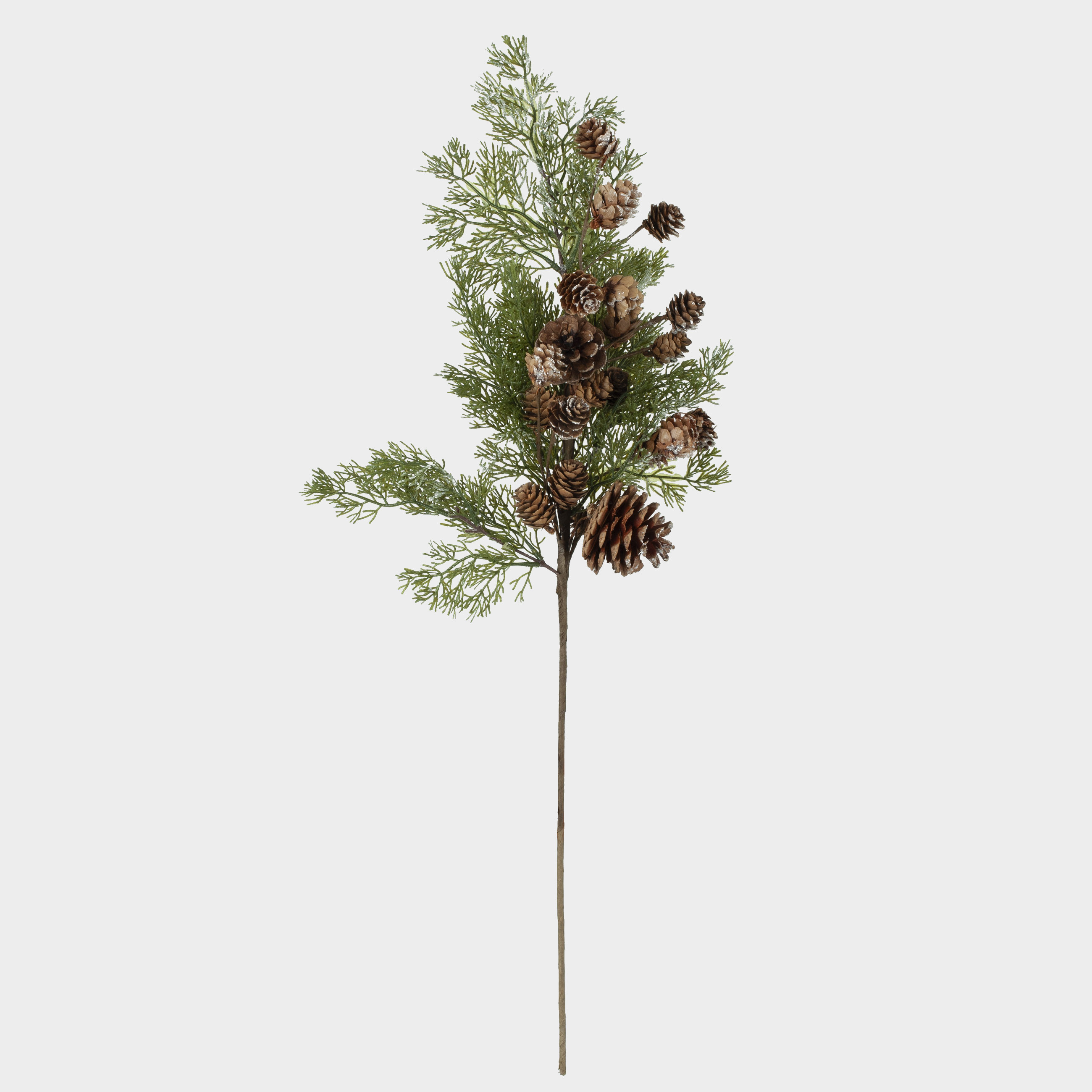 Ветка декоративная, 74 см, полиэтилен, серебристая, Хвоя с шишками, Conifer decor, image-0