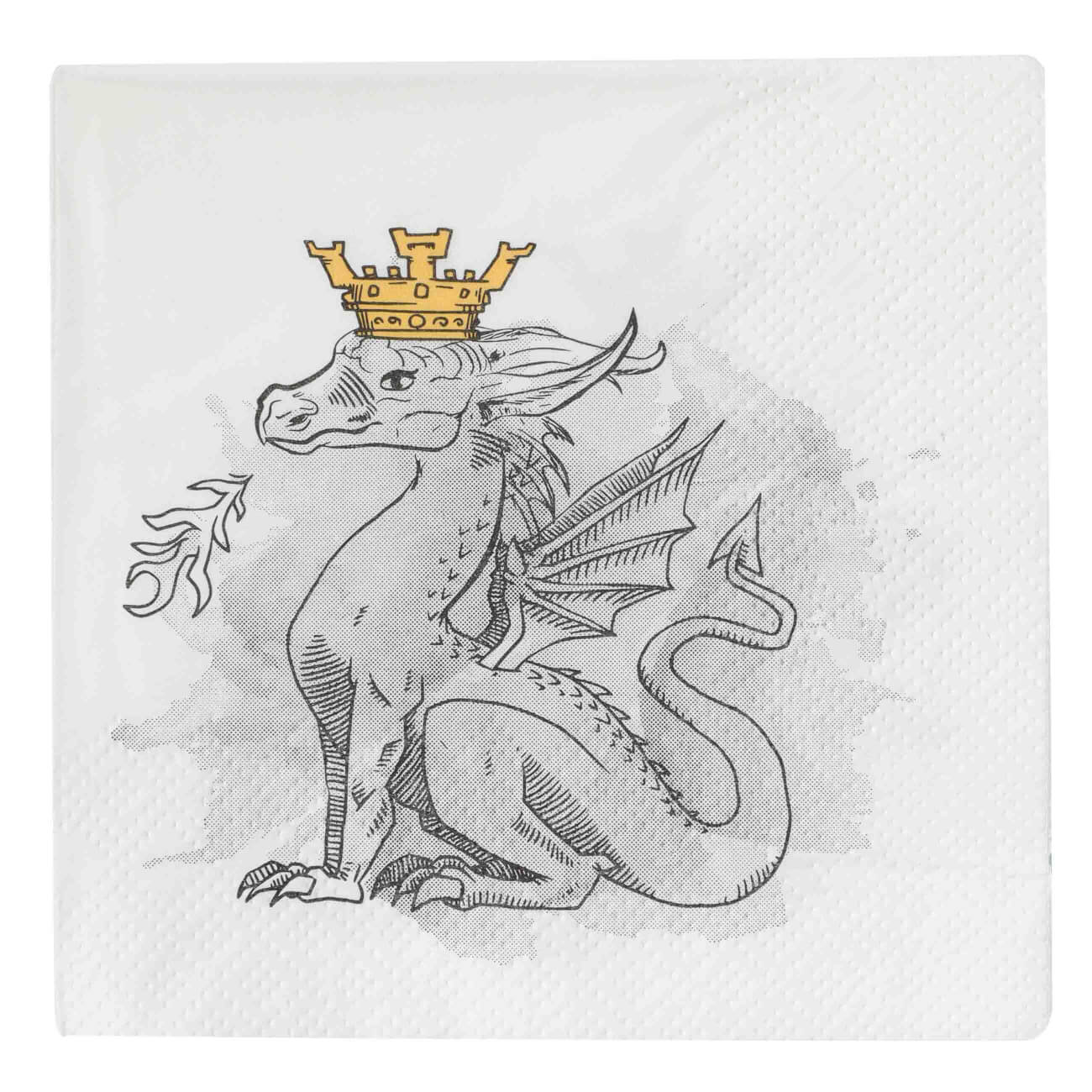 

Салфетки бумажные, 21х21 см, 20 шт, квадратные, белые, Дракон в короне, Dragon rainira