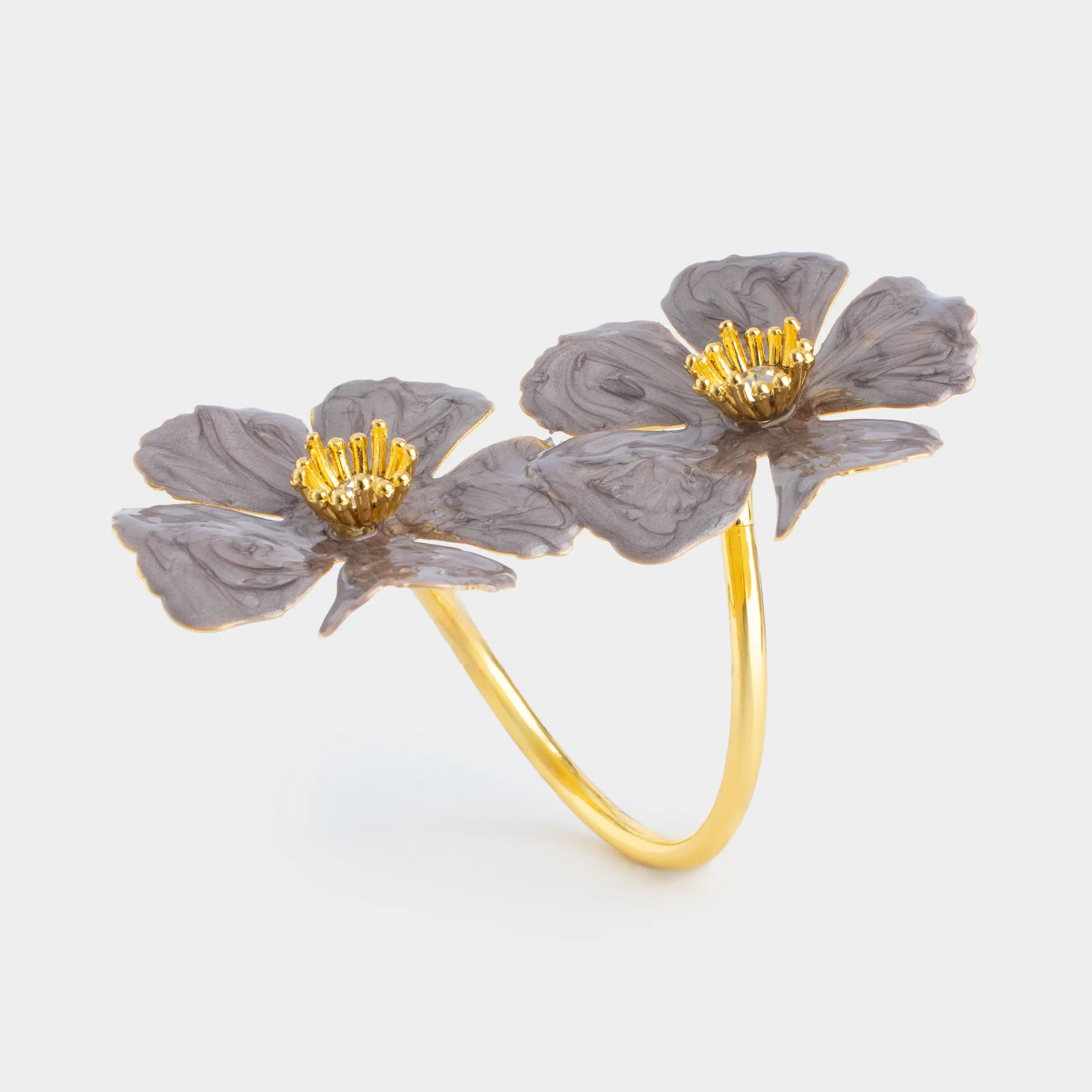 Кольцо для салфеток, 7 см, металл, серый, Цветы, Noir flower