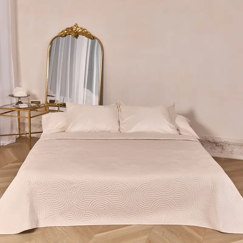Покрывало, 220х240 см, стеганое, вельвет/микрофибра, песочное, Арка, Arch ,image-0