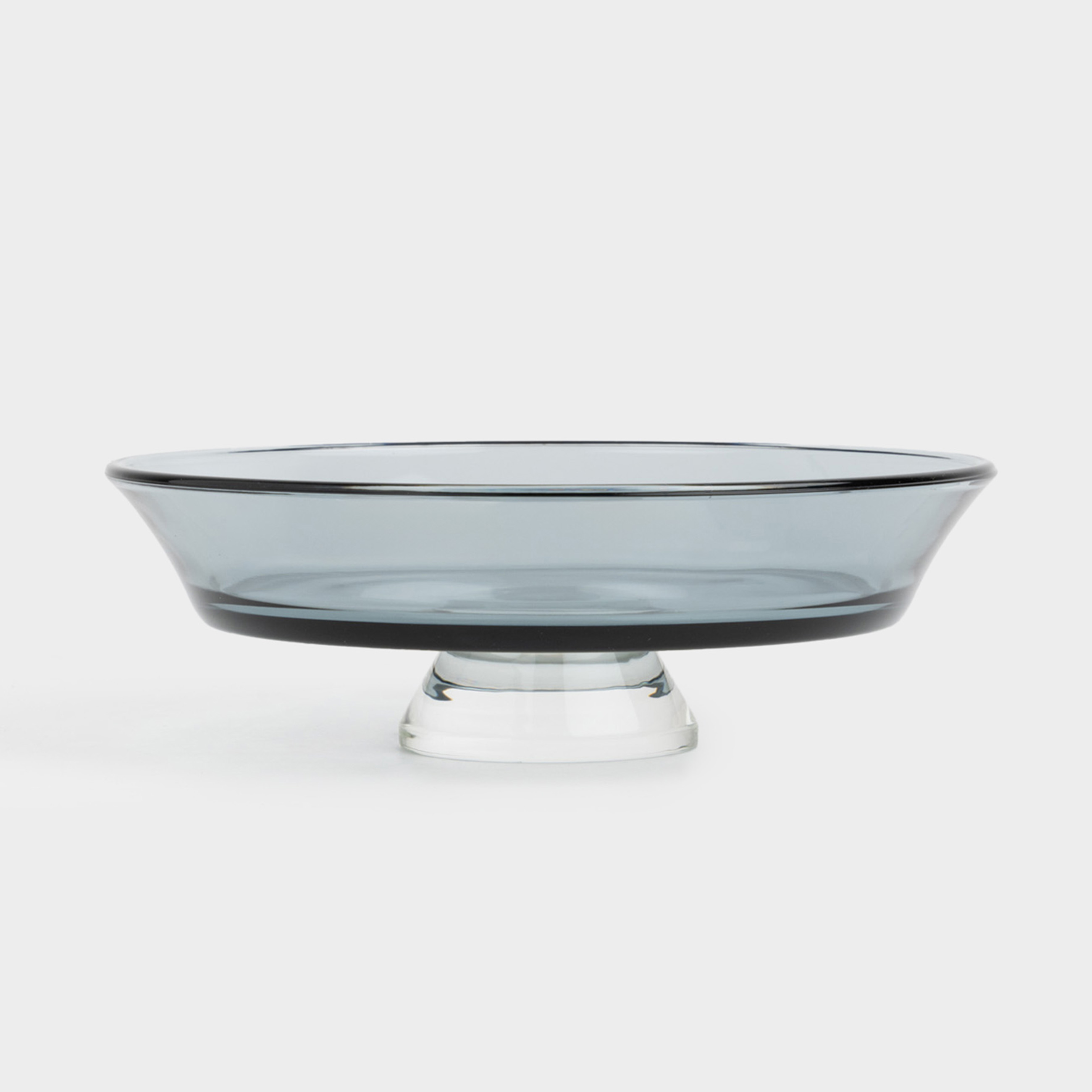 Блюдо на ножке, 20х7 см, стекло, серое, Clear grey, image-0