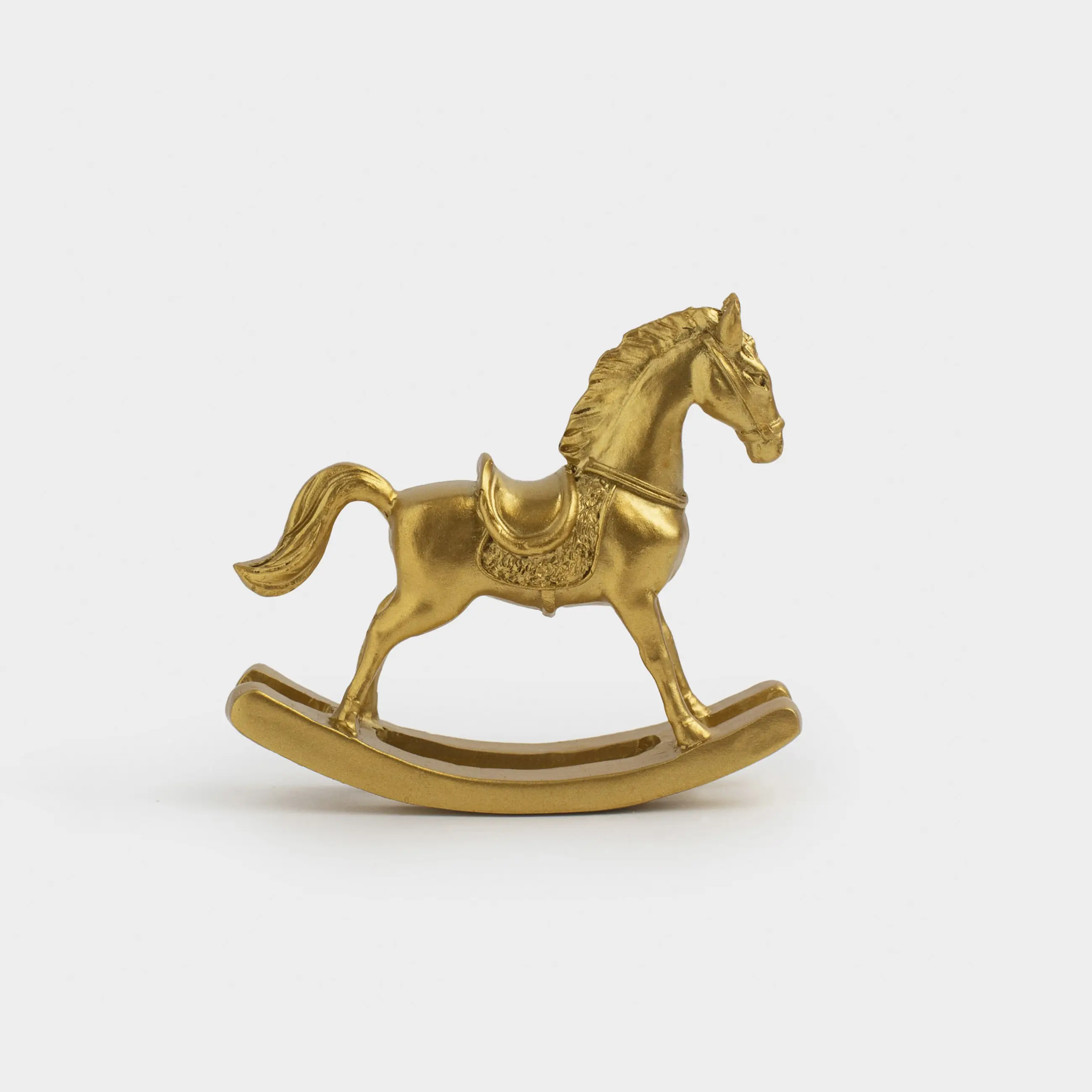 Статуэтка, 8 см, полирезин, золотистая, Лошадка-качалка, Horse gold