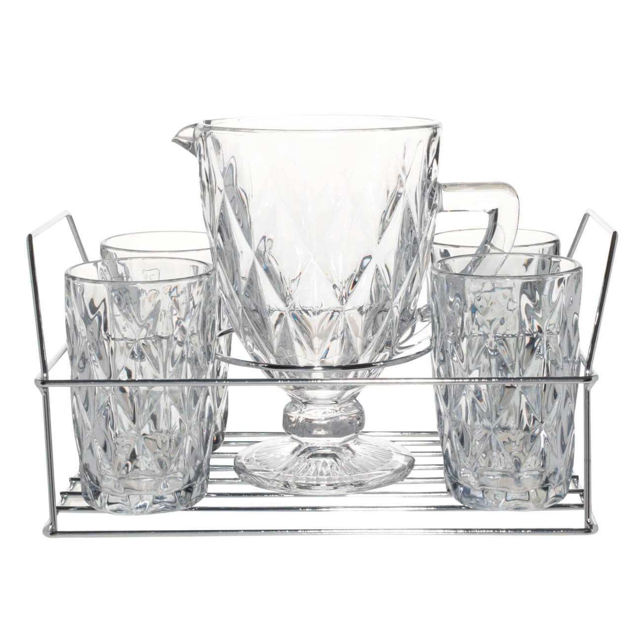 Набор для напитков, 4 перс, 5 пр, на подставке, стекло Р/металл, серый, Rhomb color изображение № 1