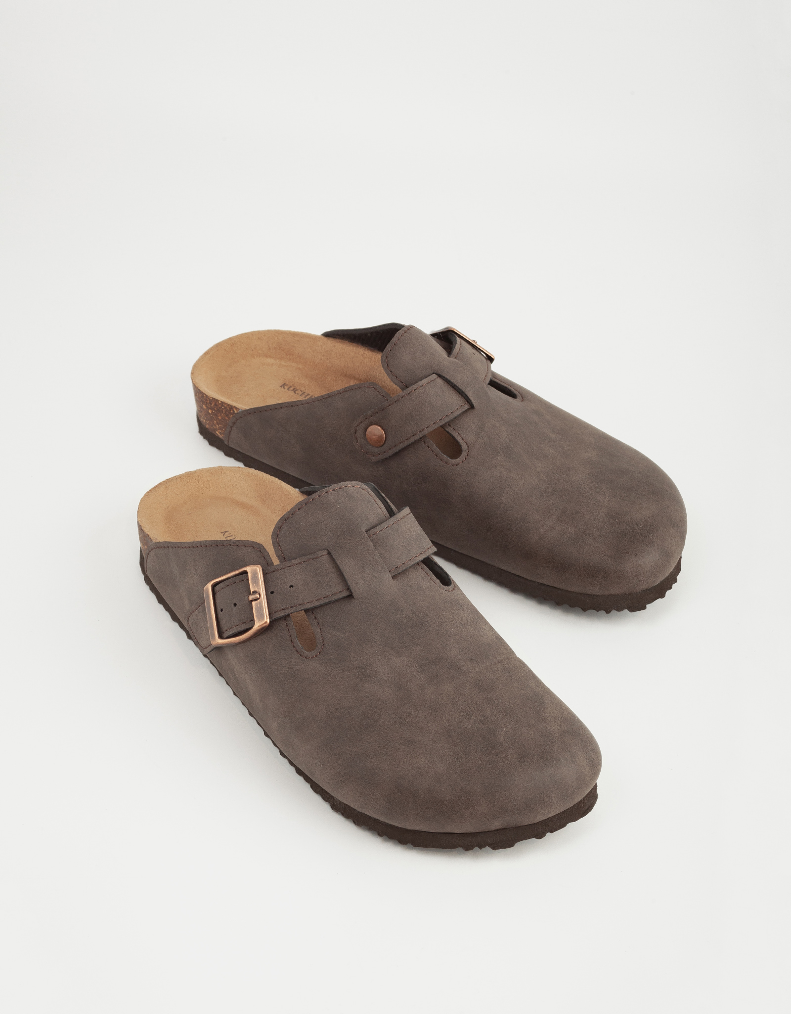 Тапочки женские, с застежкой, искусственная замша, коричневые, Clogs, image-5