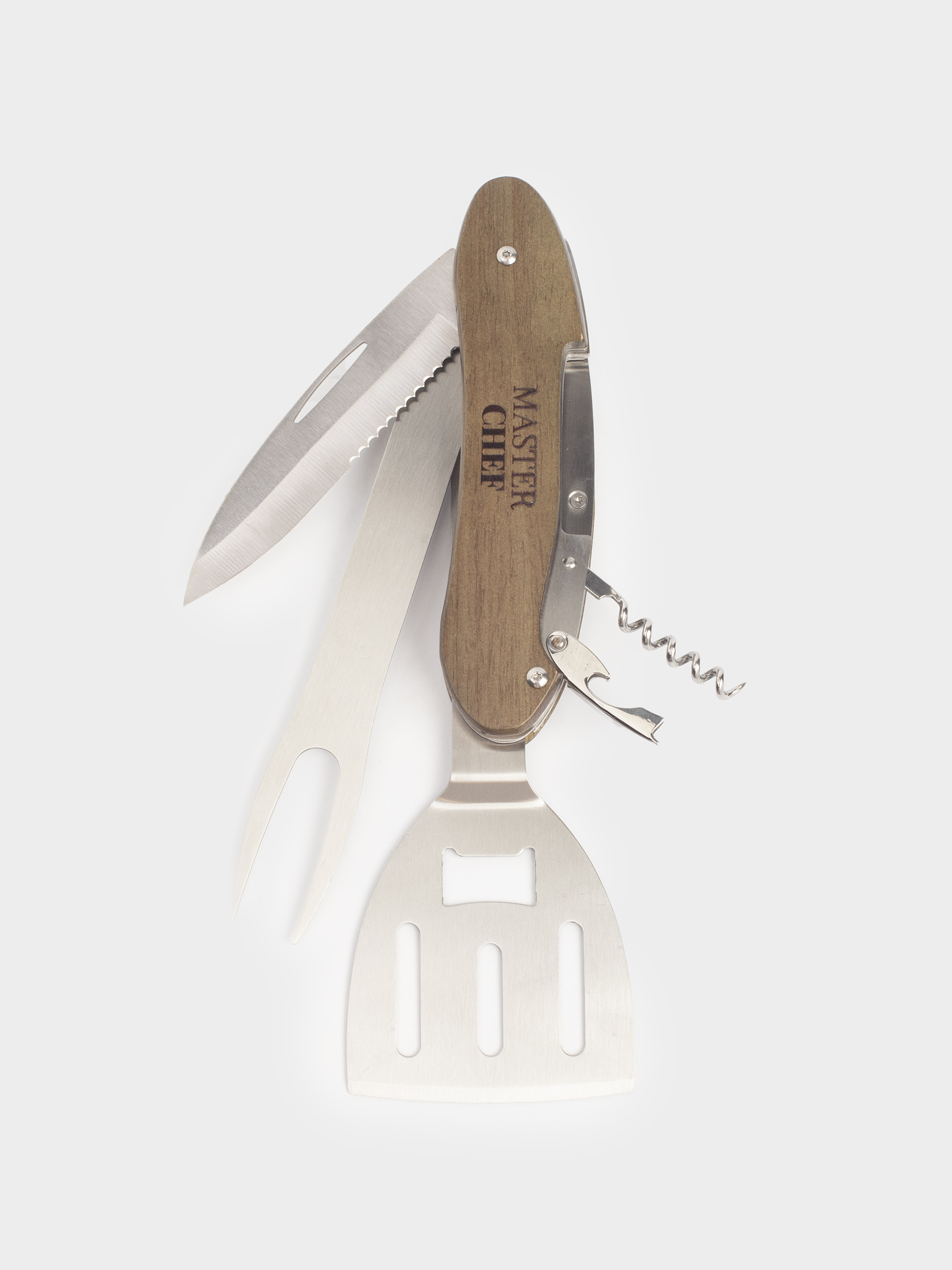 Мультитул для барбекю, 5 в 1, 42 см, разборный, сталь/дерево, BBQ, image-2