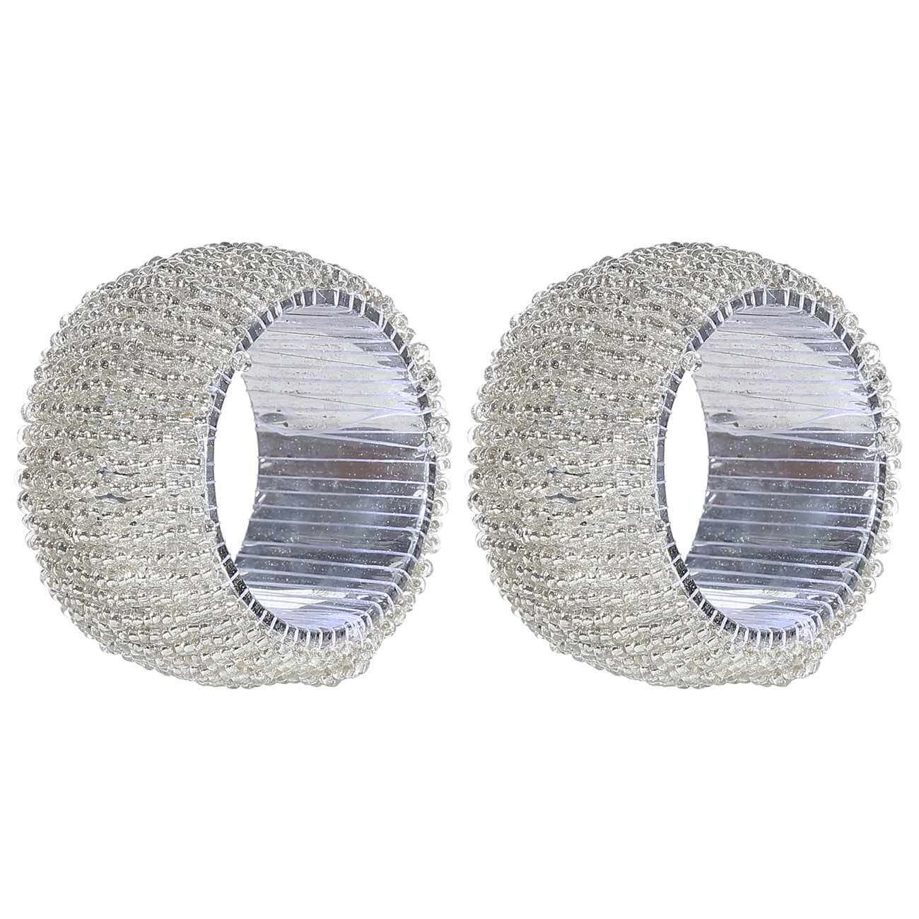Кольцо для салфеток, 5 см, 2 шт, бисер, круглое, белое, Shiny beads творческое позолоченное имитационное инкрустированное круглое обручальное обручальное кольцо из аметиста