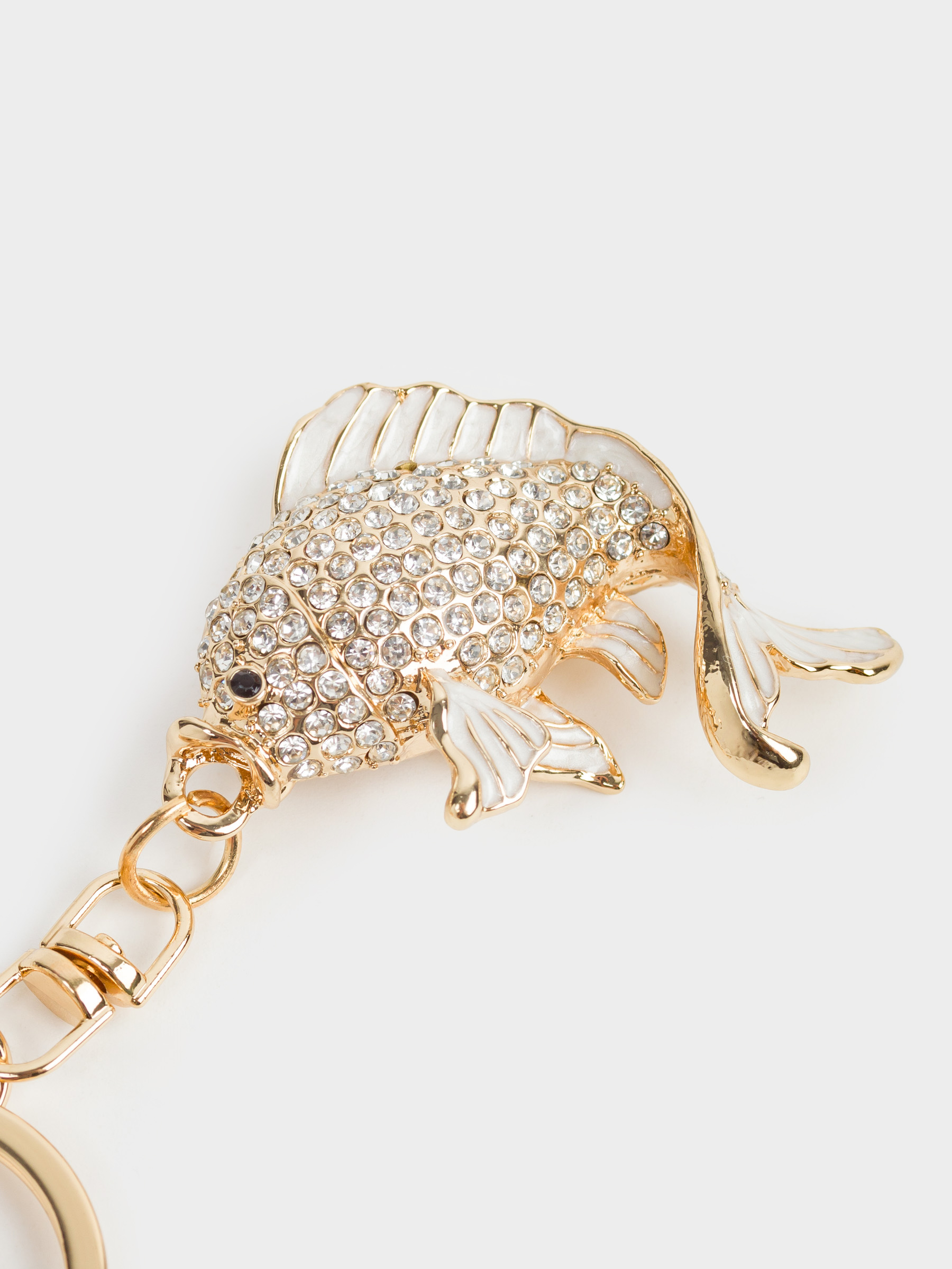 Брелок, 12 см, металл/стразы, золотистый, Рыбка, Keychain crystal, image-3