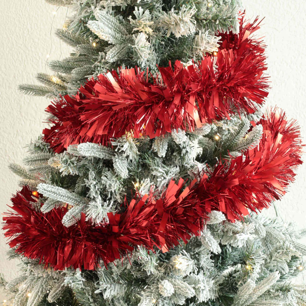 

Гирлянда декоративная, 2 м, мишура, красная, Tinsel