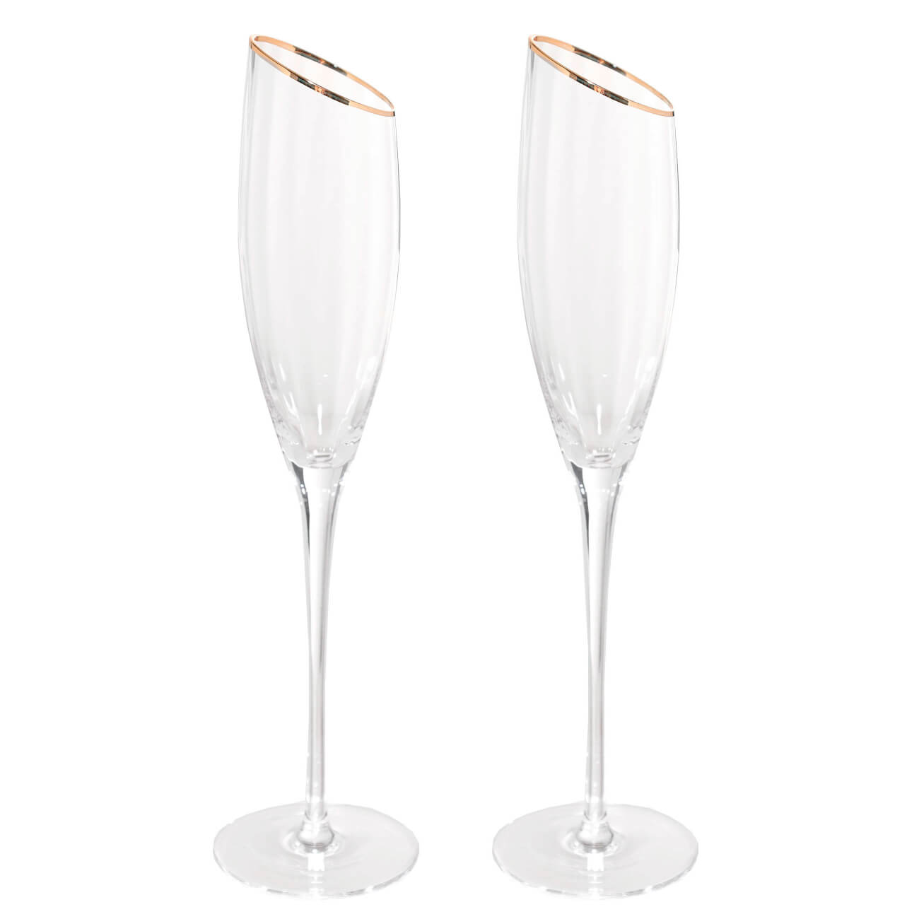 ваза для ов 25 см стекло серая с золотистым кантом berg Бокал для шампанского, 180 мл, 2 шт, стекло, с золотистым кантом, Charm R gold