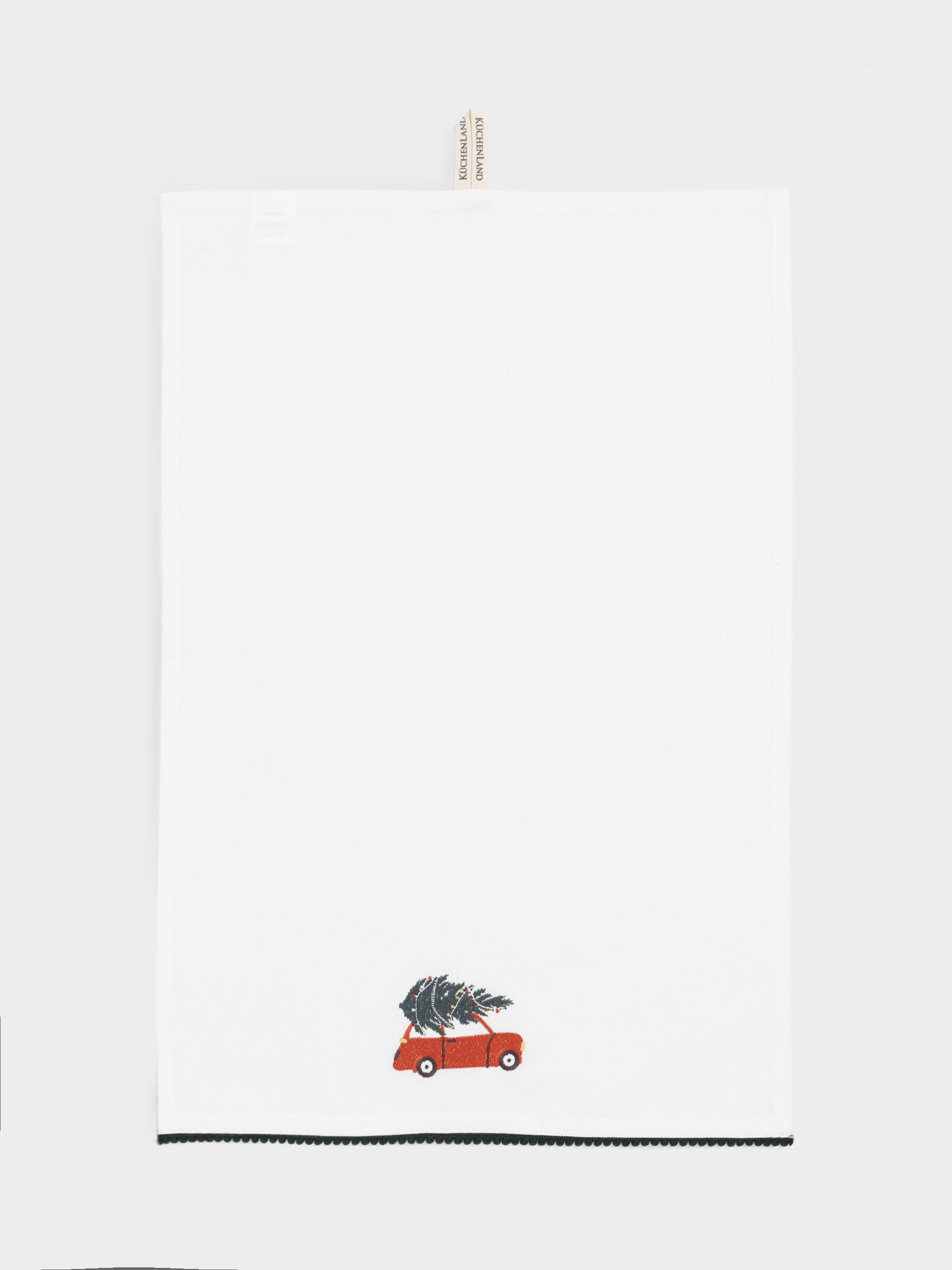 Полотенце кухонное, 40х60 см, хлопок, молочное, Машина с елкой, Red car, image-0
