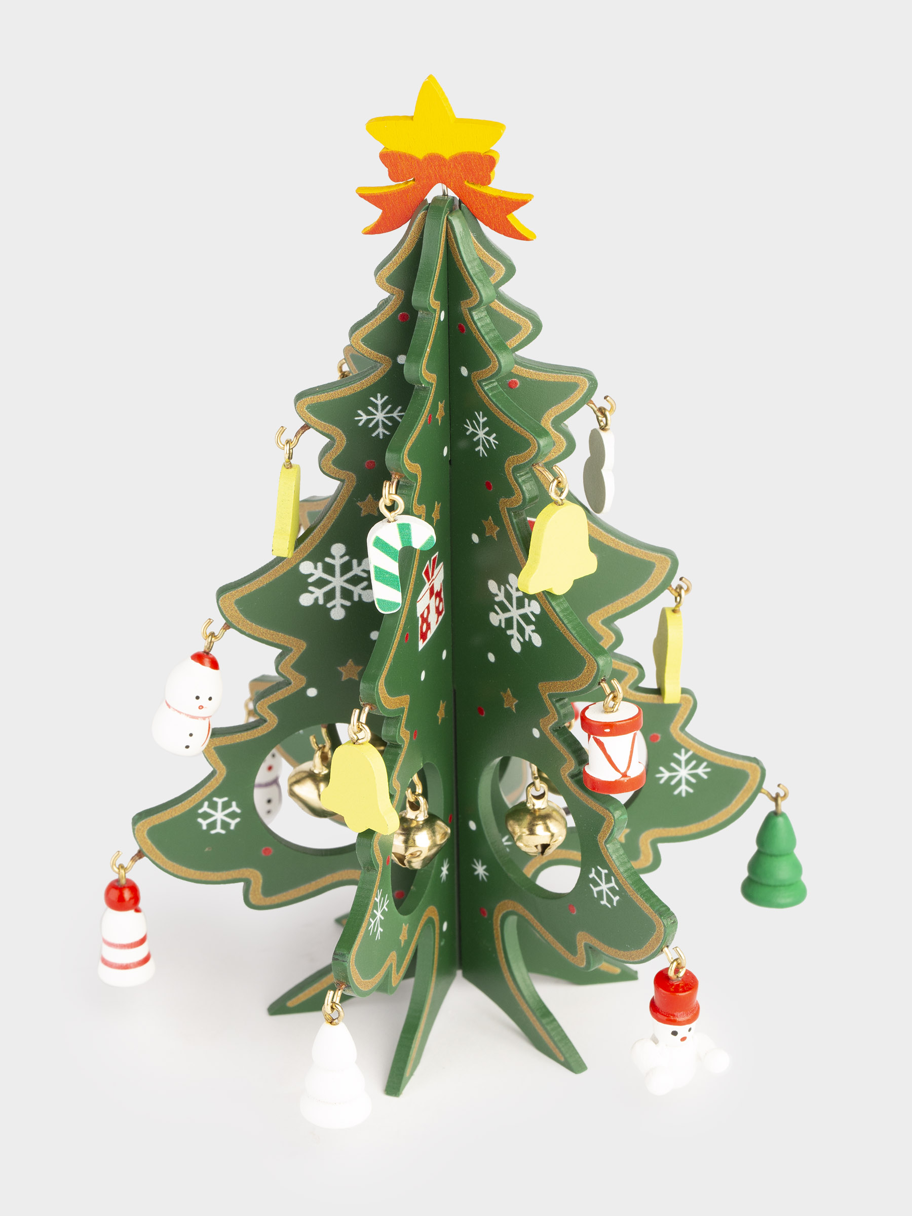 Статуэтка, 18 см, с подвесками, МДФ, зеленая, Ель с игрушками, Christmas style, image-4