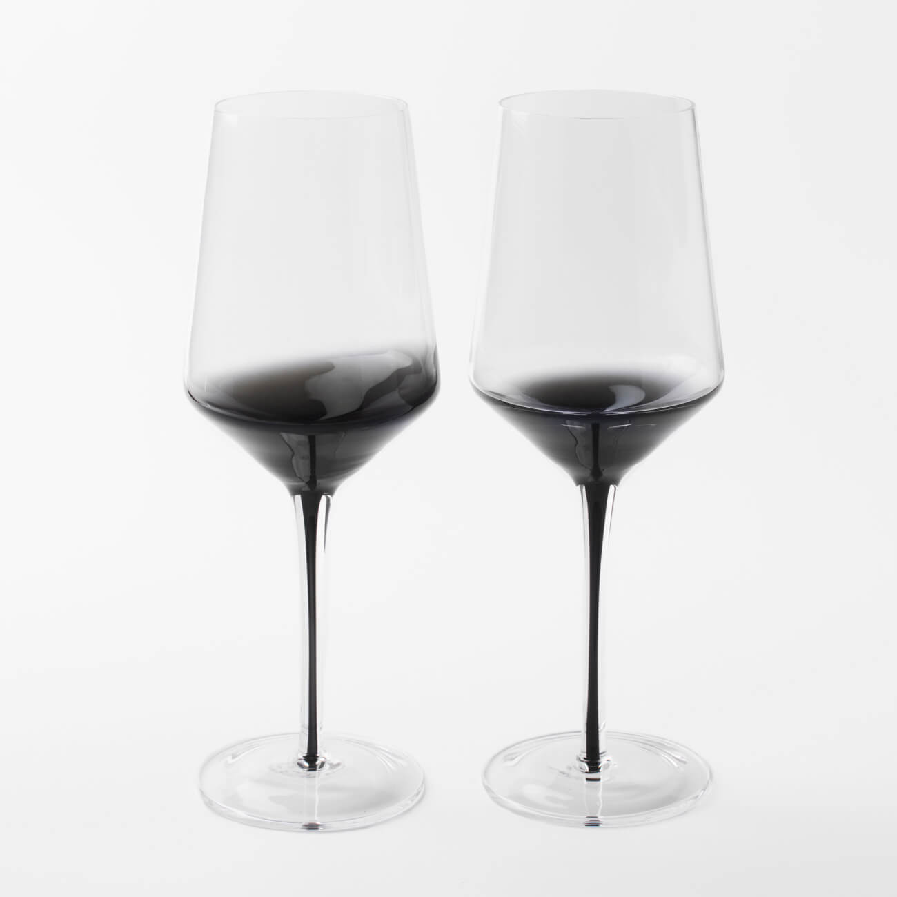 Бокал для вина, 460 мл, 2 шт, стекло, серый градиент, черная ножка, Stone color - фото 1