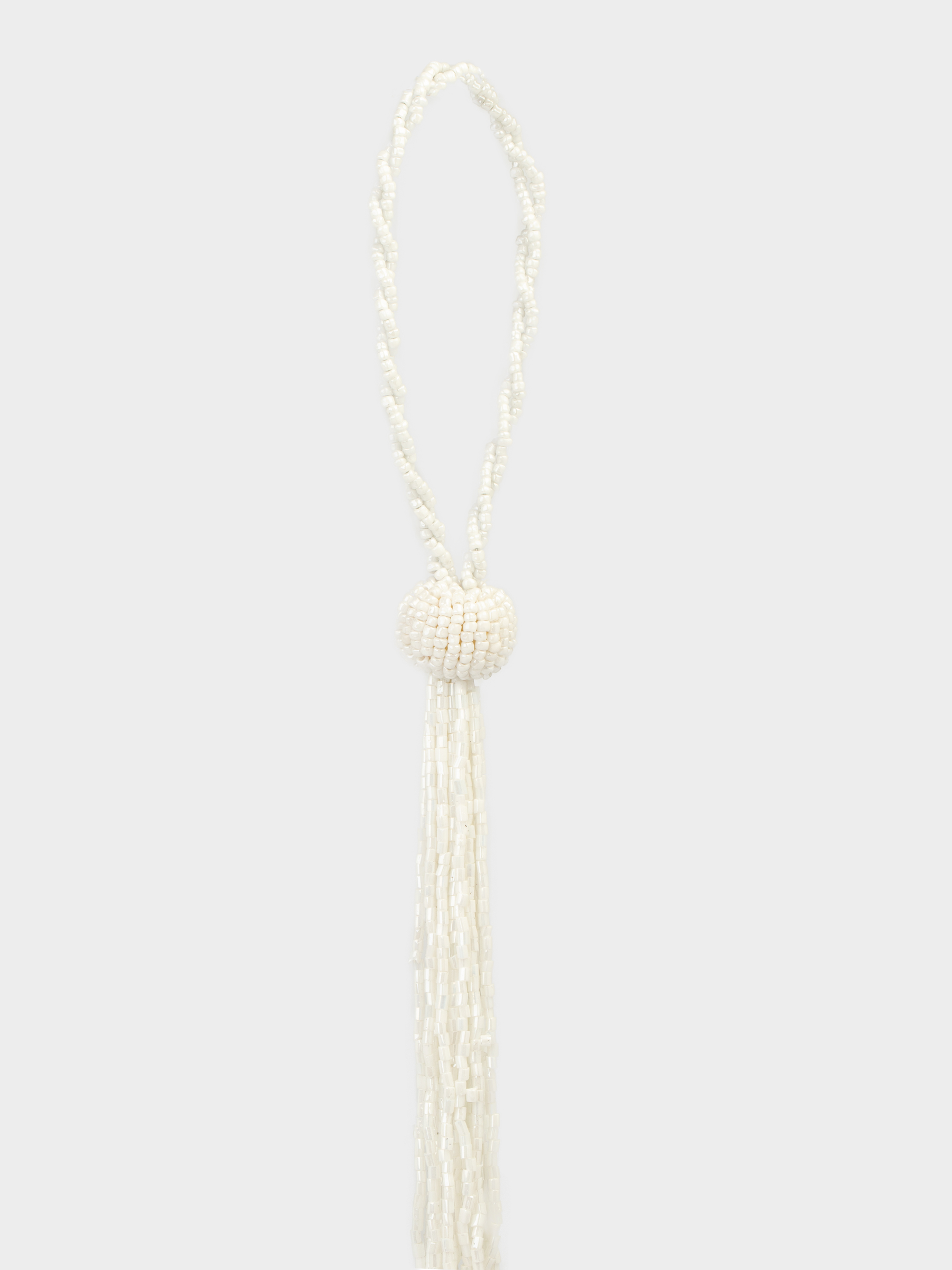 Игрушка елочная, 16 см, с кисточкой, бисер, белая, Шар, Ball tassel, image-1