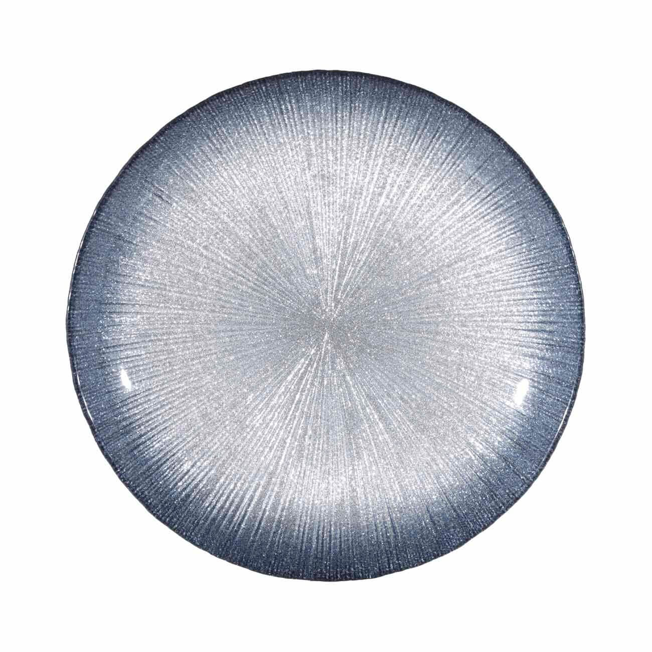 

Тарелка закусочная, 21 см, стекло Р, серебристая/синяя, Snow glaze