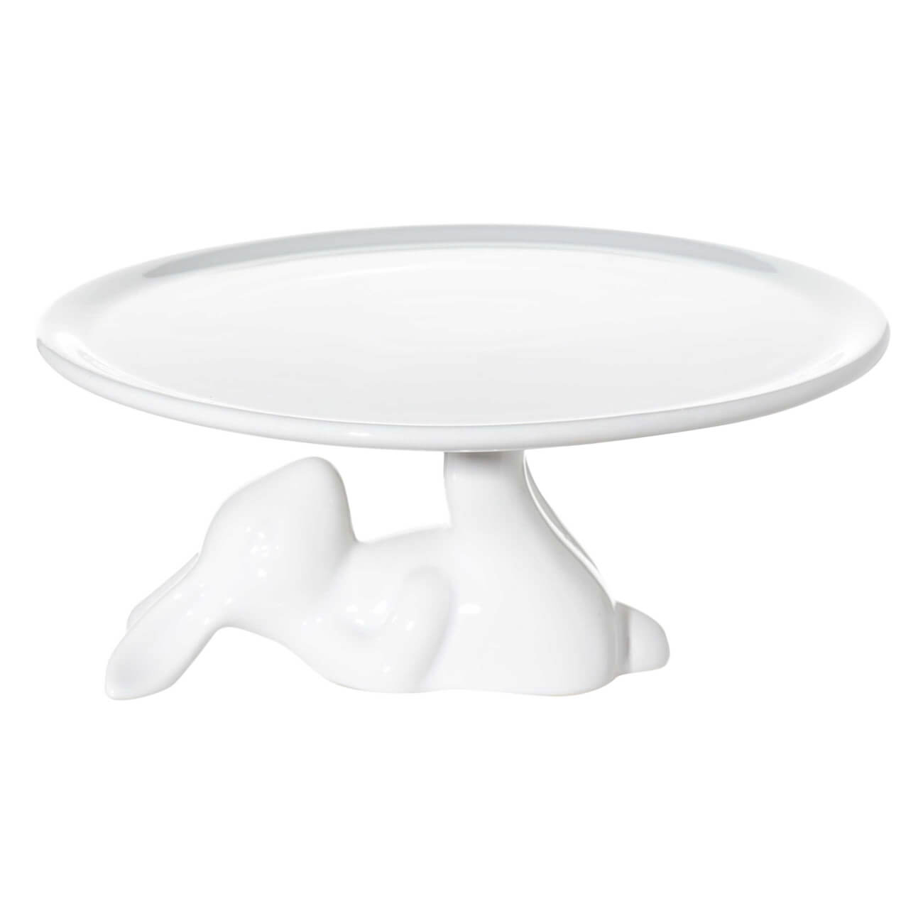 Блюдо на ножке, 22x9 см, керамика, белое, Кролик, Easter блюдо 21х16 см керамика белое яйцо кролик с ами pure easter