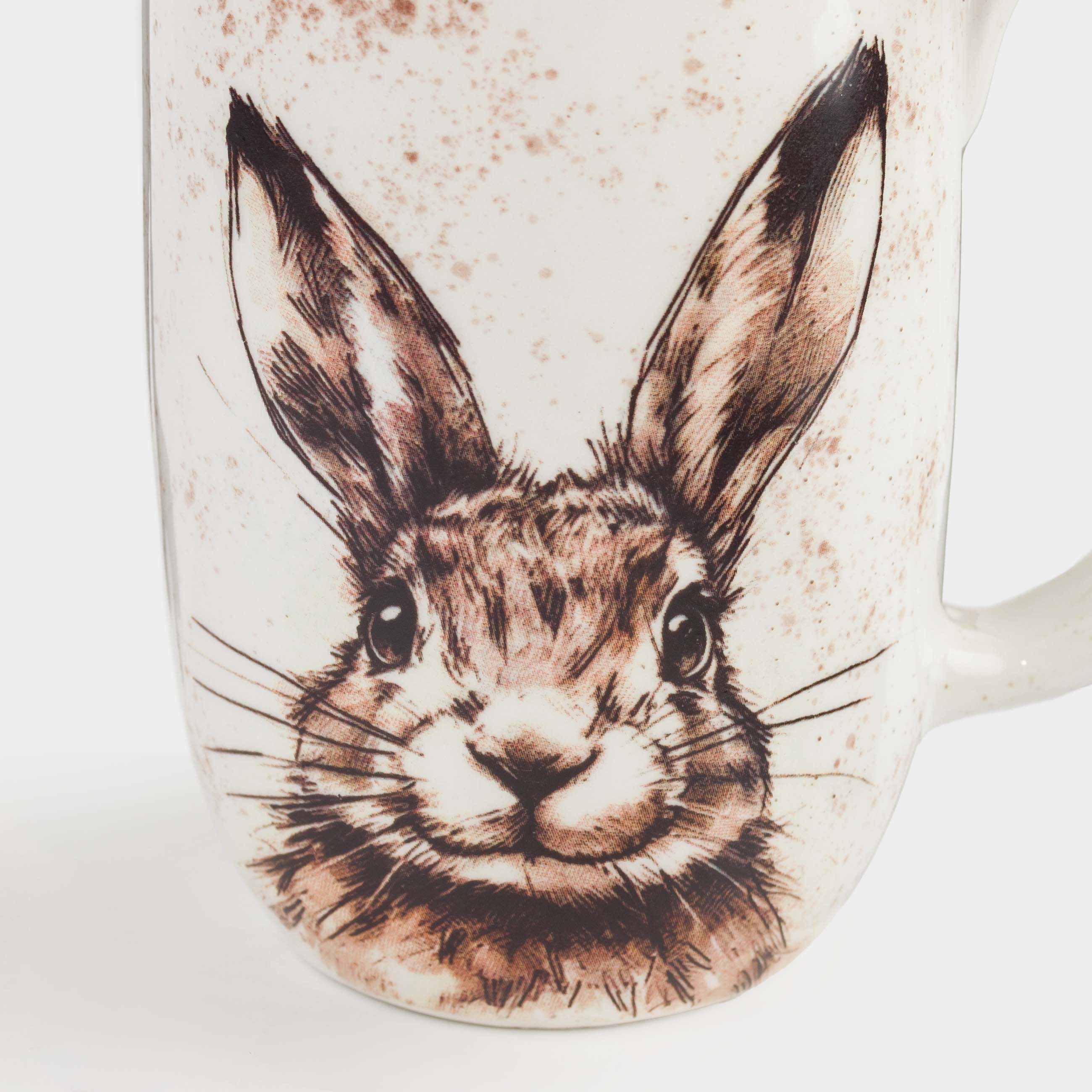 Кружка, 500 мл, керамика, молочная, в крапинку, Кролик, Natural Easter, image-1