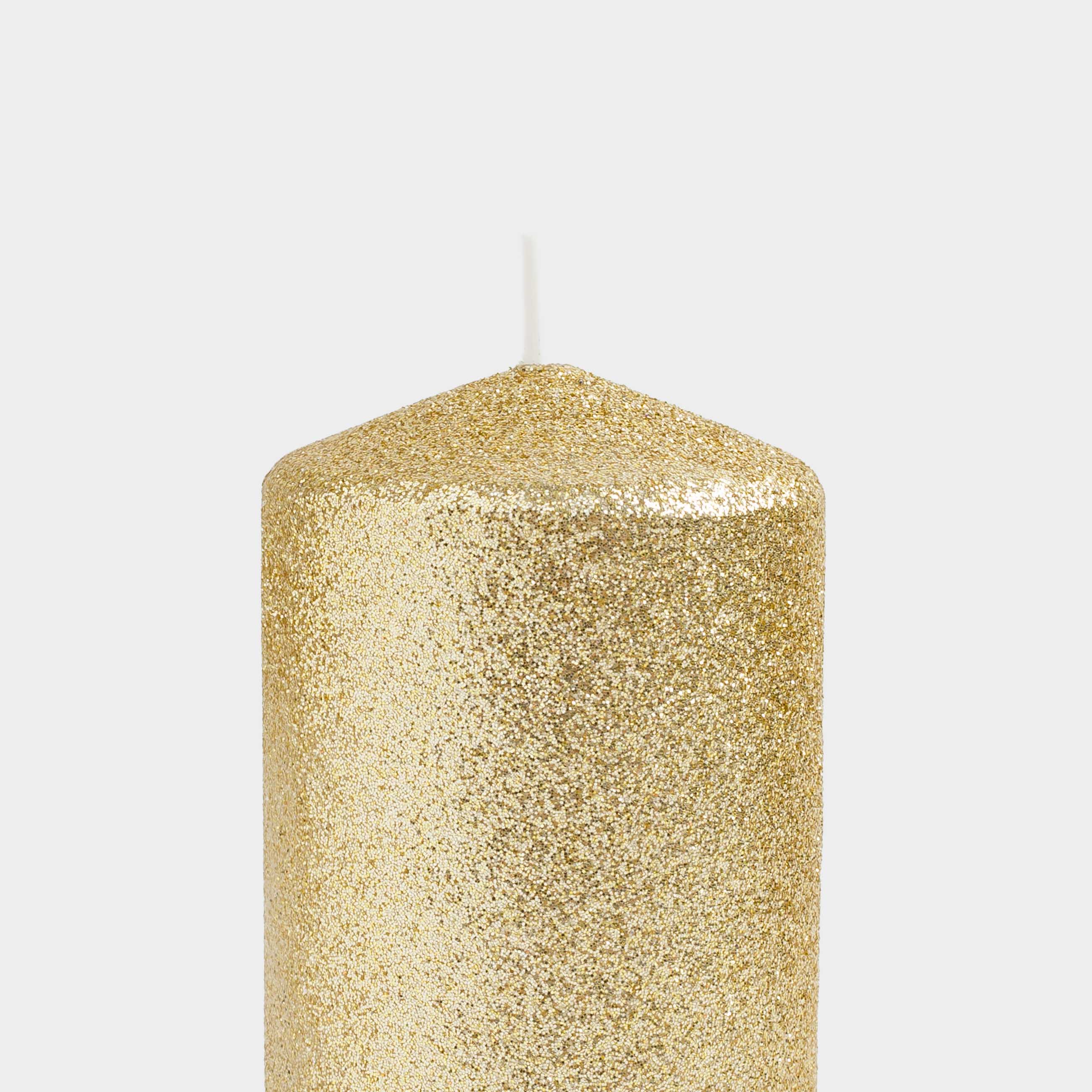 Свеча, 10 см, цилиндрическая, с блестками, шампань, Sparkly candle, image-2