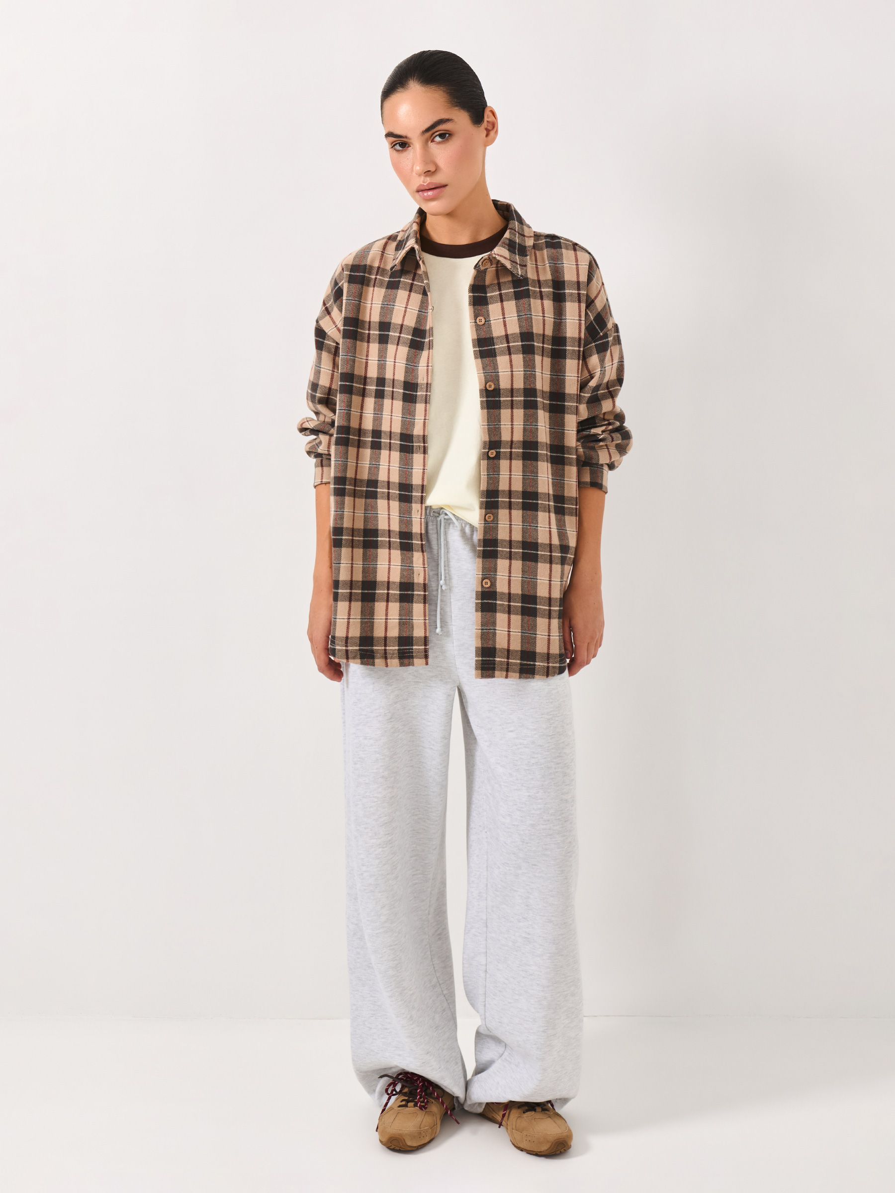 Рубашка с длинным рукавом, бежево-коричневая, Jamie, image-2