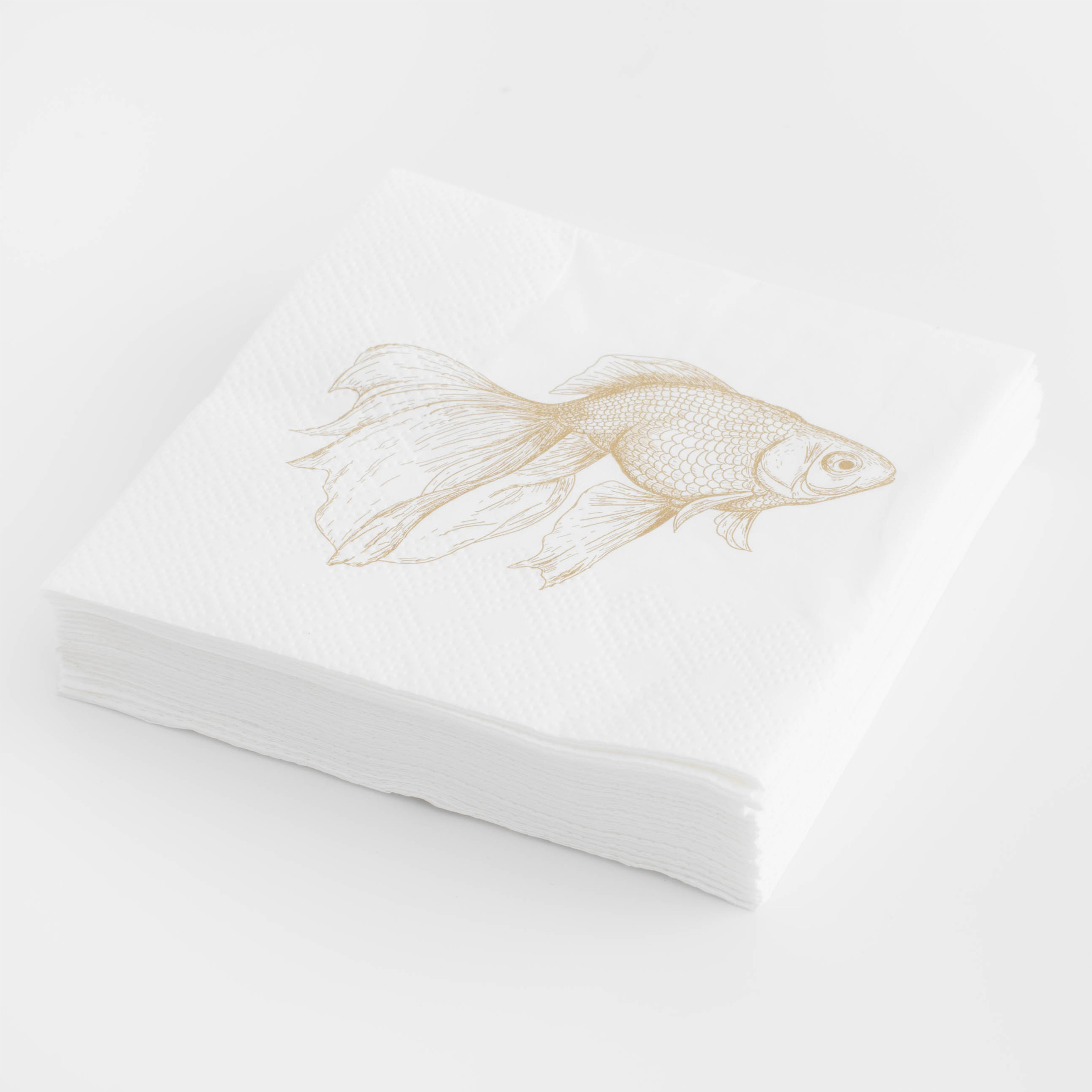 Салфетки бумажные, 21х21 см, 20 шт, белые, Рыбка, Goldfish изображение № 3