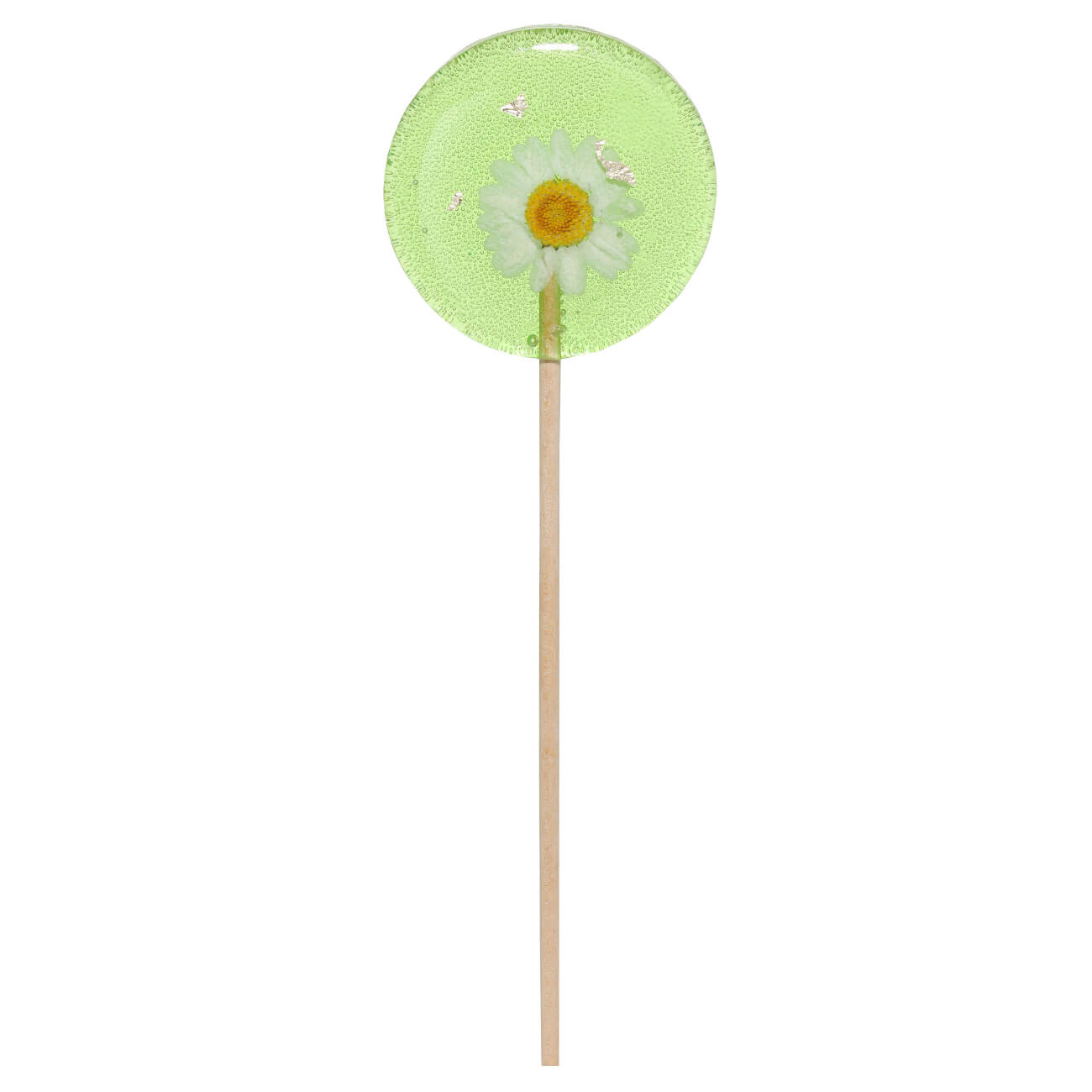 

Леденец, 30 гр, на палочке, изомальт, салатовый, Ромашка, Edible flower