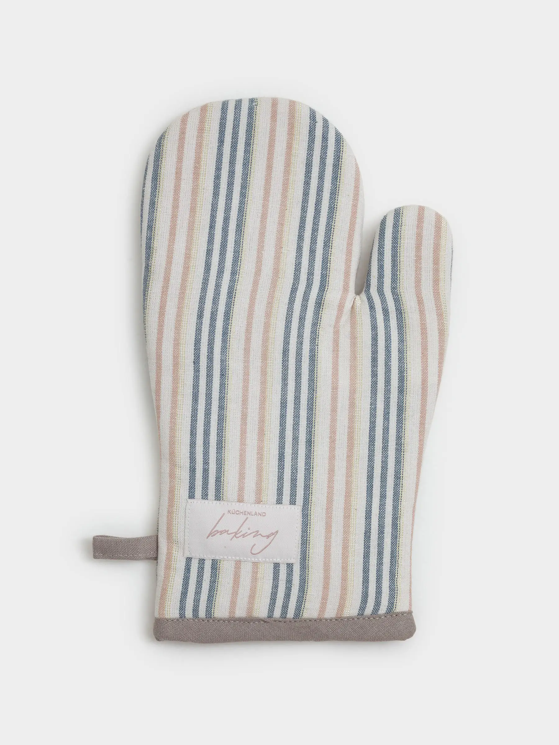 Прихватка-варежка, 18х30 см, хлопок, молочная, Полосы, Stripes kitchen