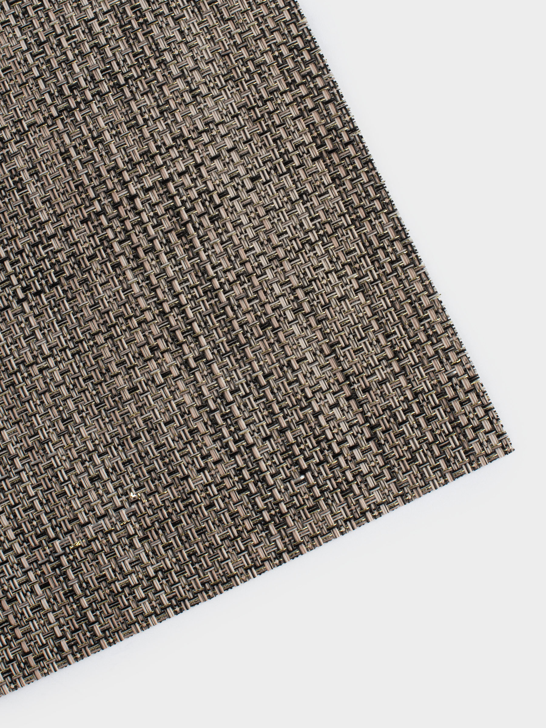 Салфетка под приборы, 30x45 см, ПВХ, прямоугольная, коричневая, Золотистая нить, Solid, image-2