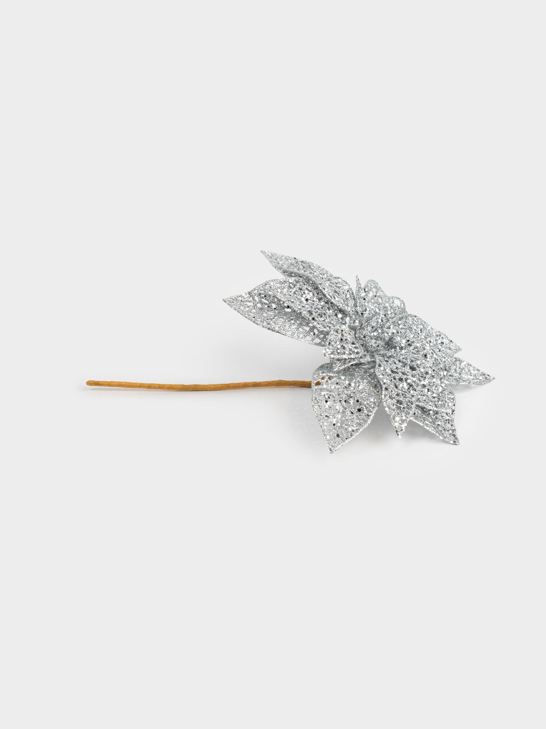Украшение декоративное, 19 см, пластик, серебристое, Пуансеттия, Flower decor, image-2
