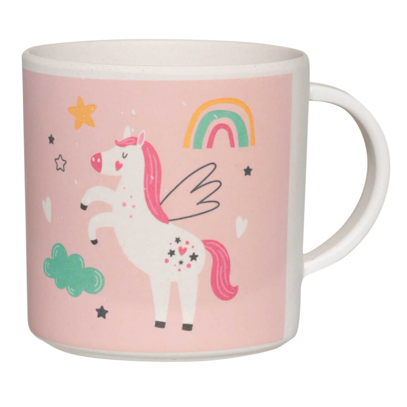 

Кружка, детская, 350 мл, бамбук, розовая, Единорог и радуга, Unicorn